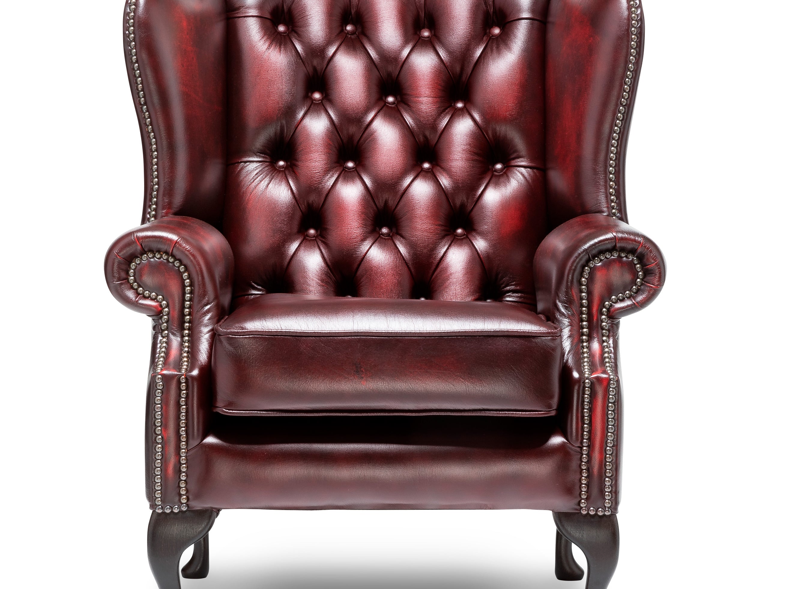 Harrington Chesterfield Armchair Antique Wine Leather