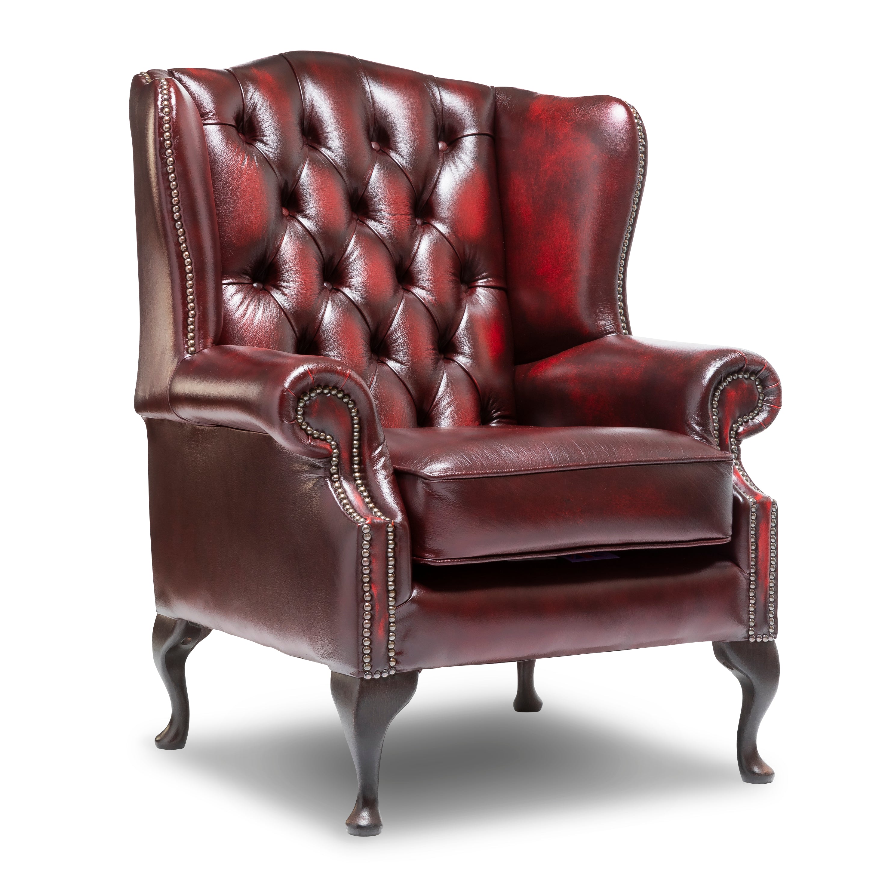Harrington Chesterfield Armchair Antique Wine Leather