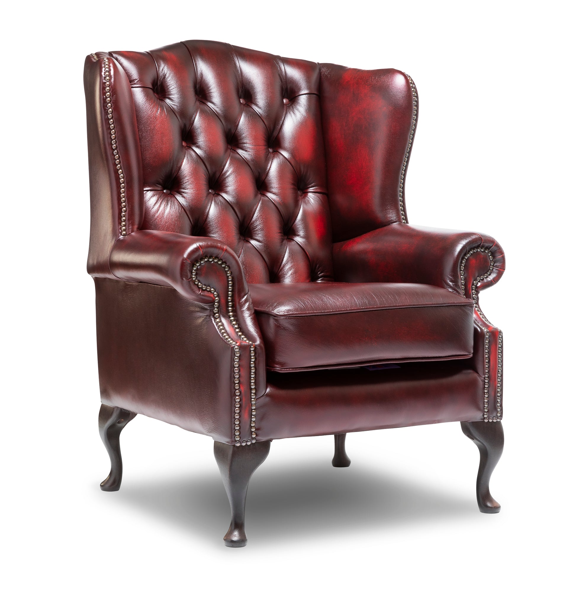 Harrington Chesterfield Armchair Antique Wine Leather