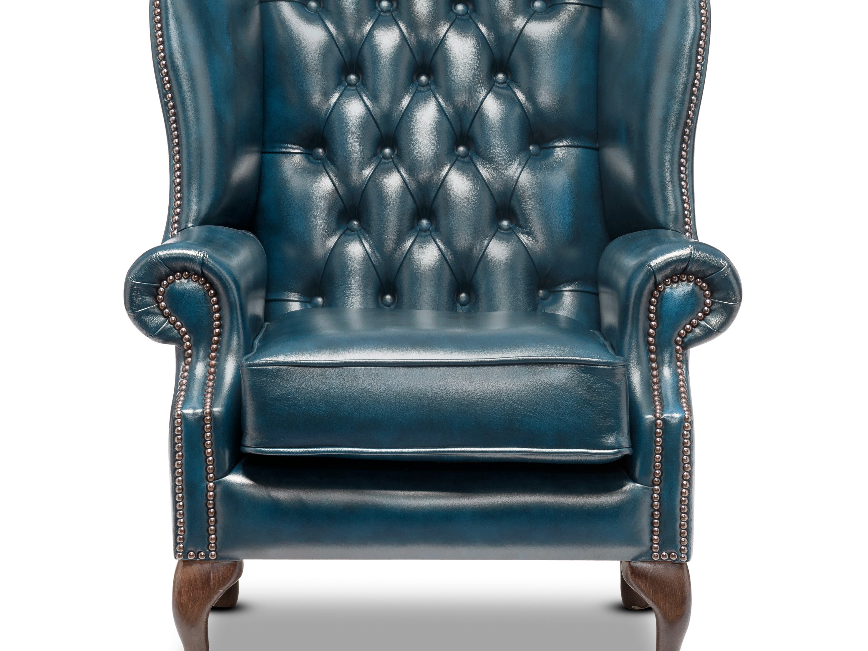 Harrington Chesterfield Armchair Antique Blue Leather