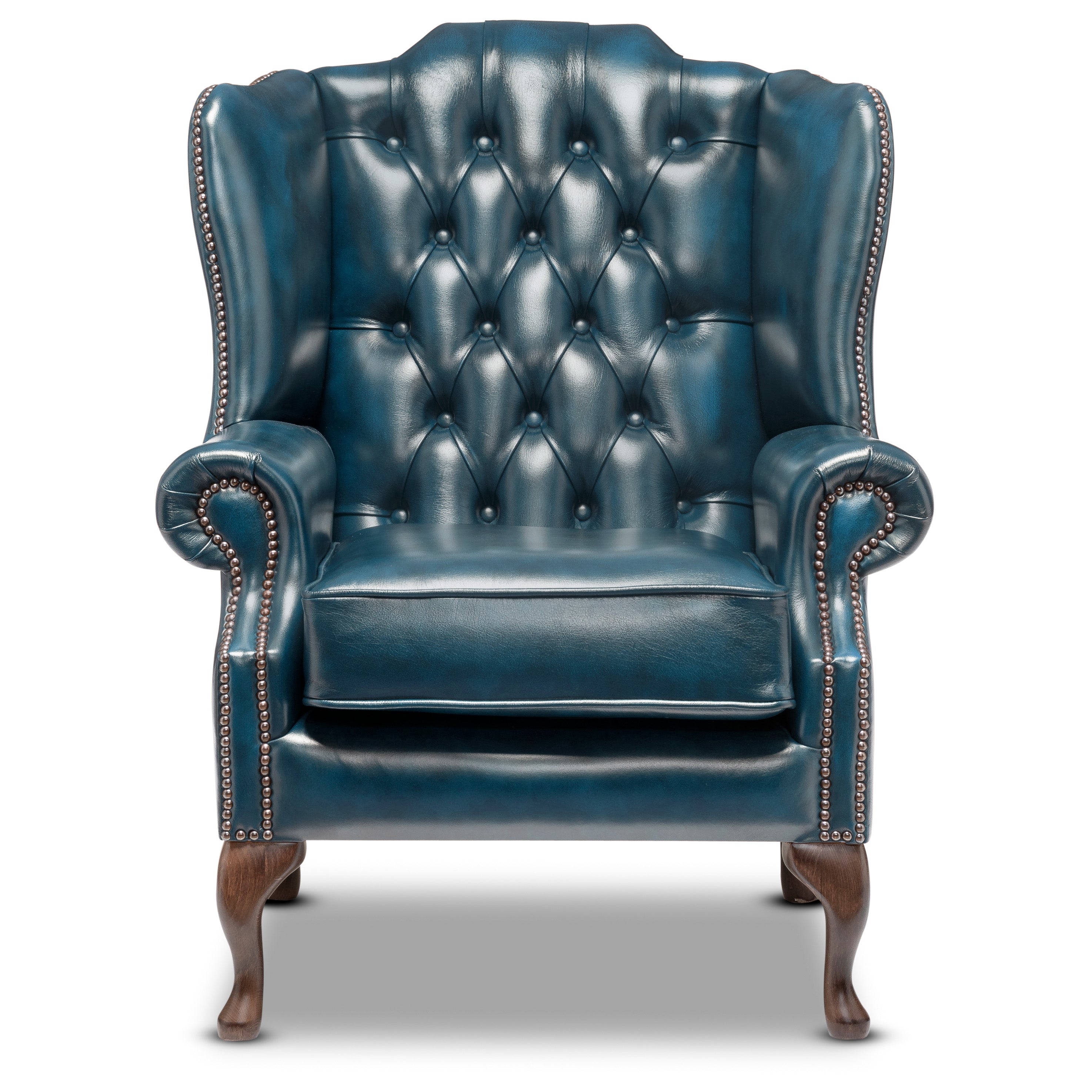 Harrington Chesterfield Armchair Antique Blue Leather