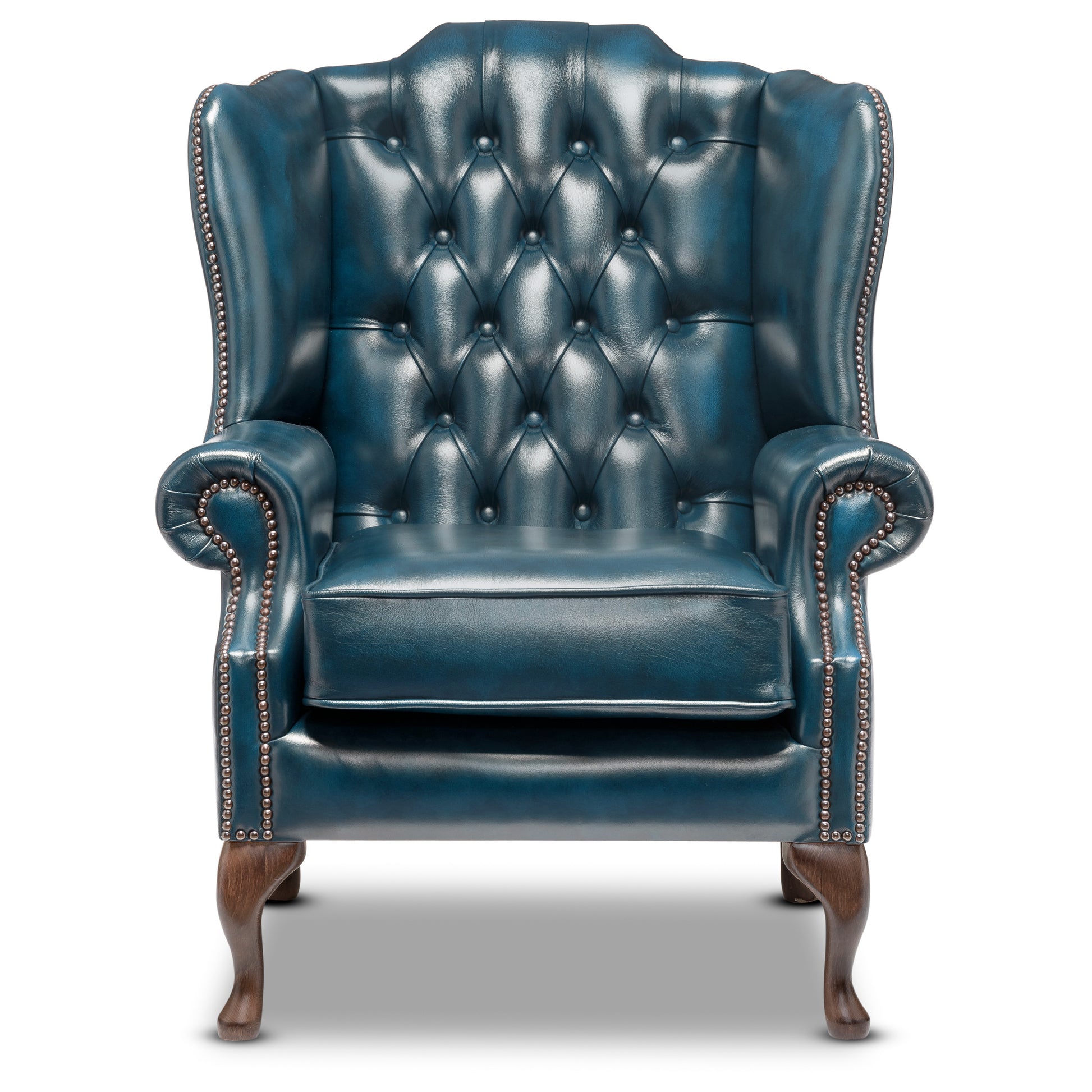 Harrington Chesterfield Armchair Antique Blue Leather