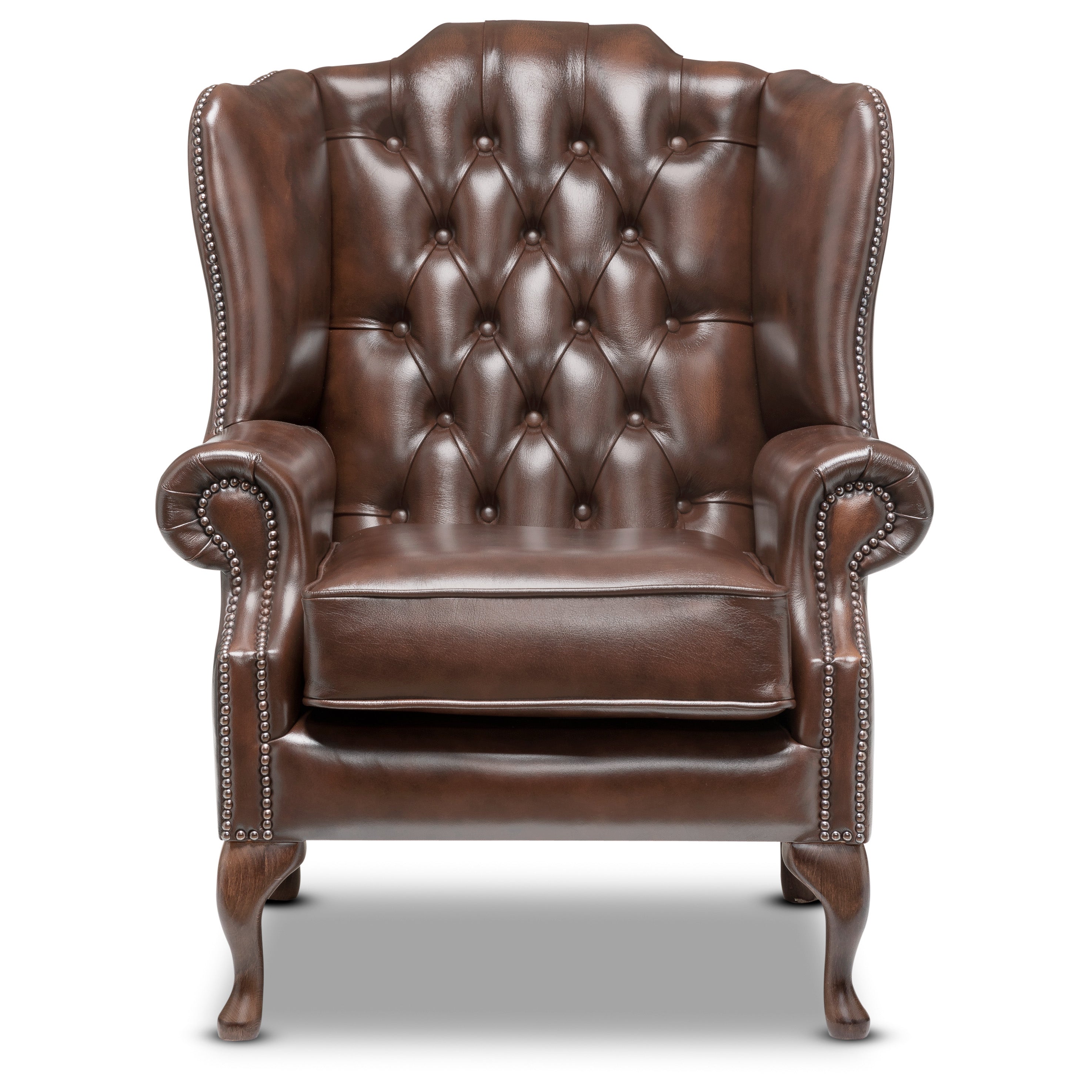 Harrington Chesterfield Armchair Antique Brown Leather