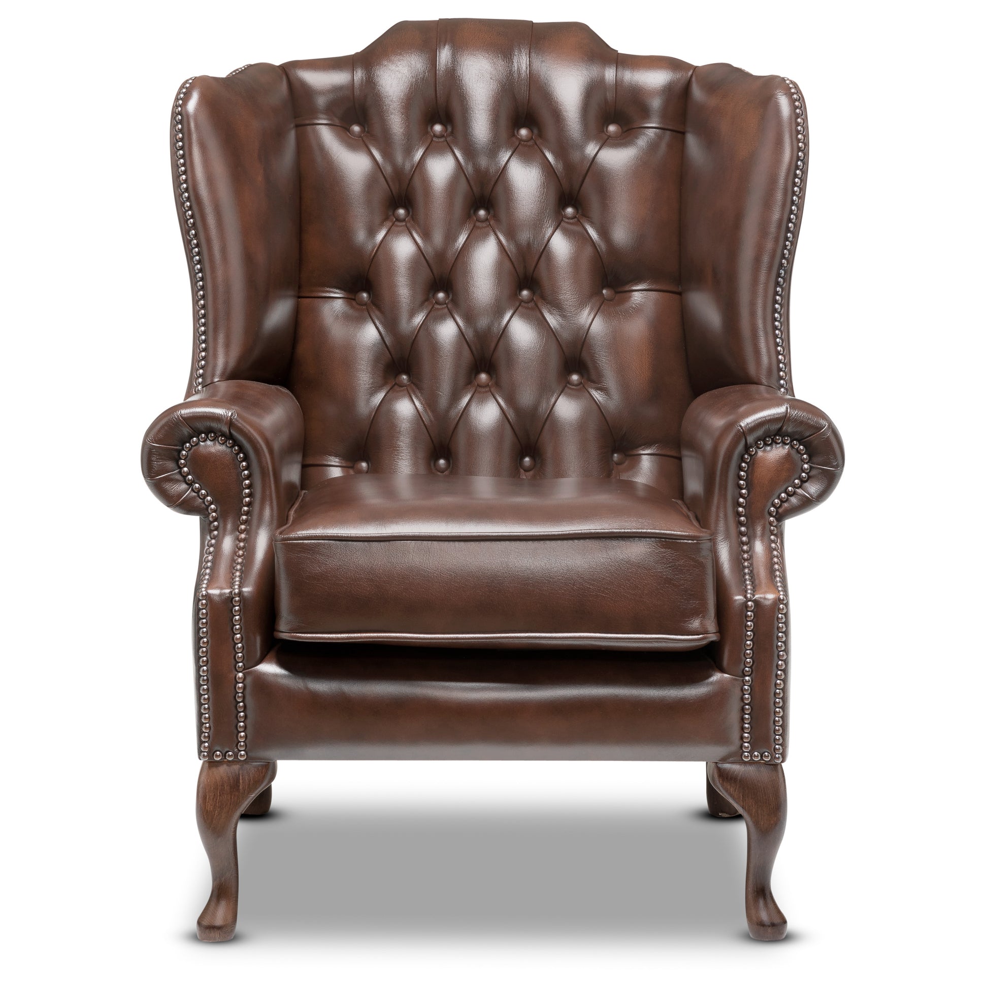 Harrington Chesterfield Armchair Antique Brown Leather