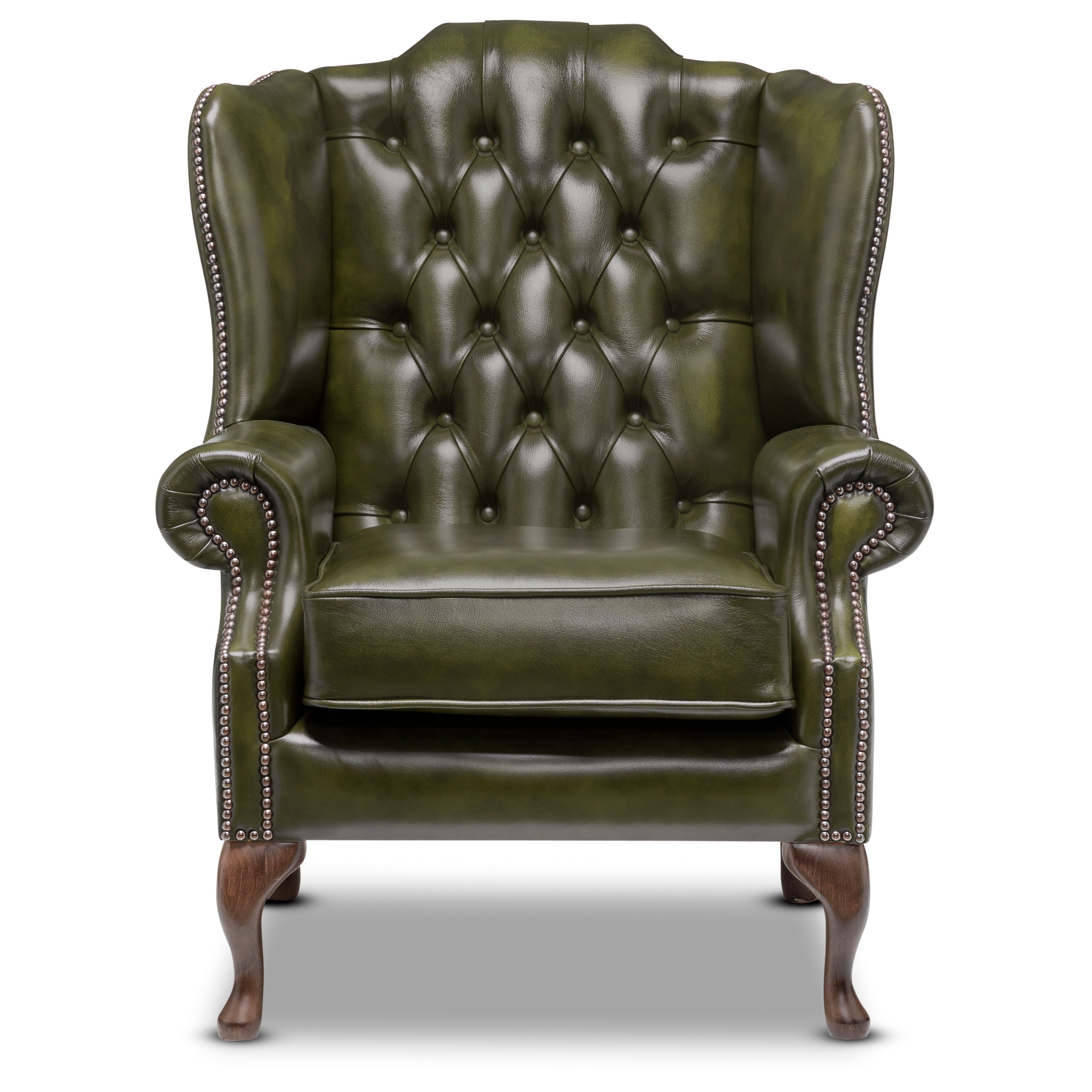 Harrington Chesterfield Armchair Antique Green Leather