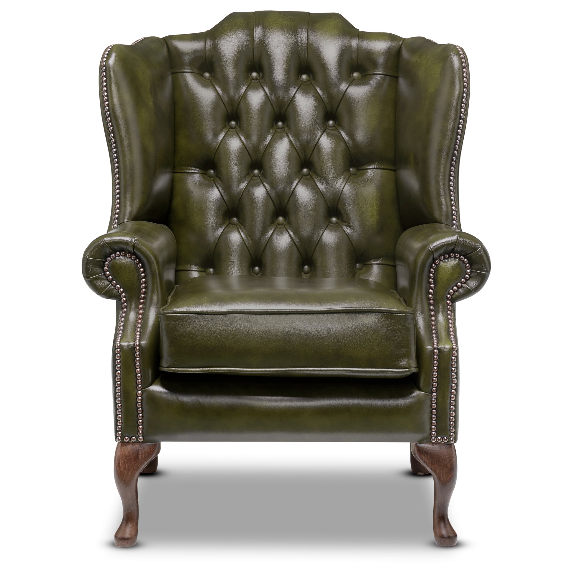 Harrington Chesterfield Armchair Antique Green Leather