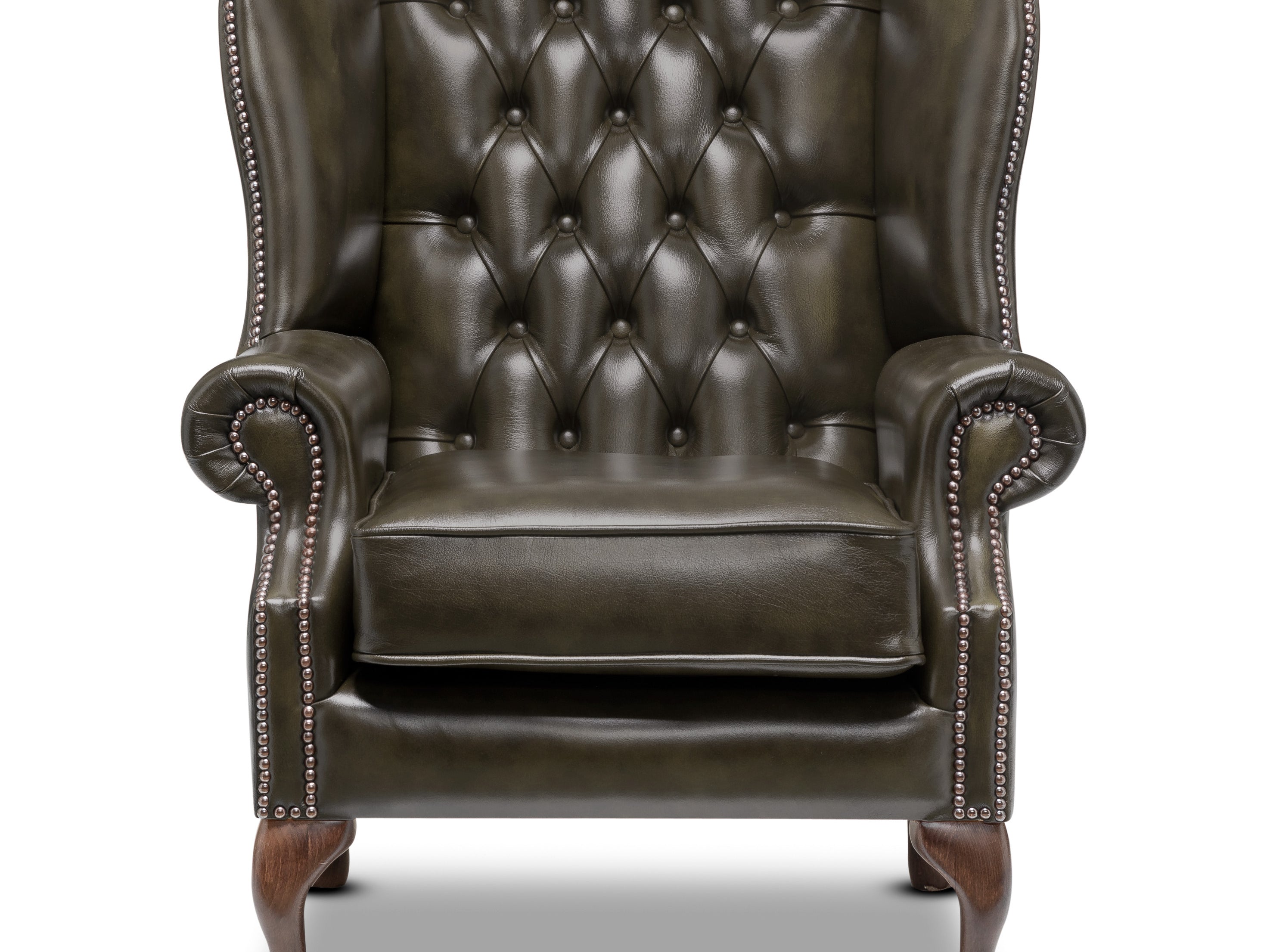 Harrington Chesterfield Armchair Antique Olive Leather