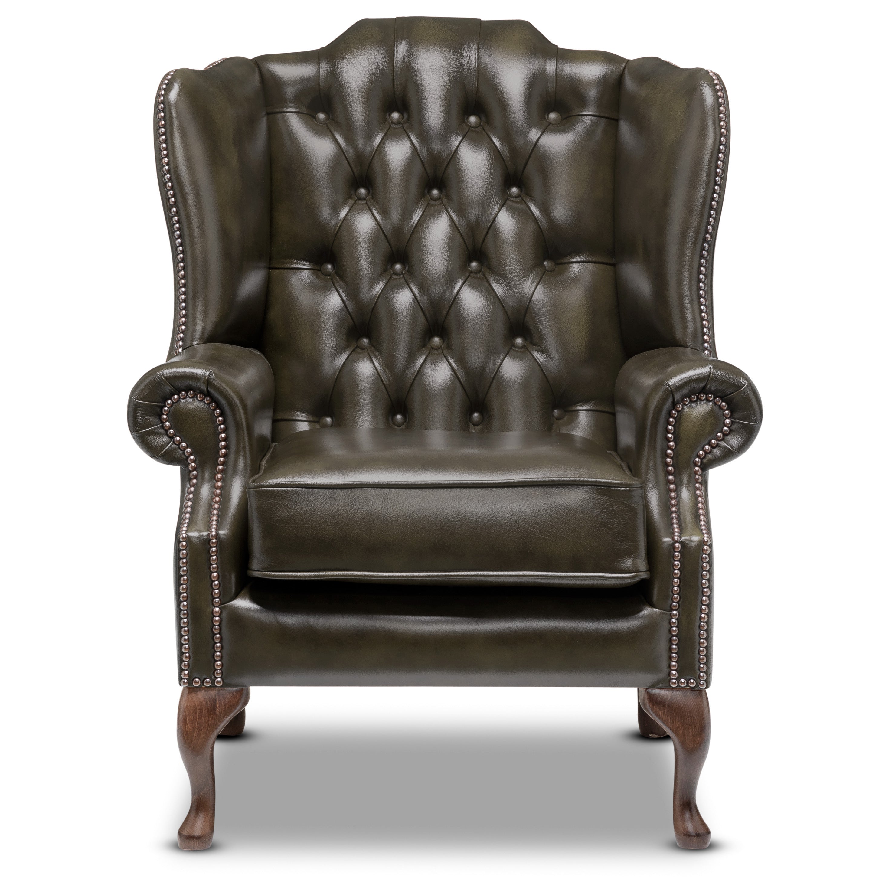 Harrington Chesterfield Armchair Antique Olive Leather
