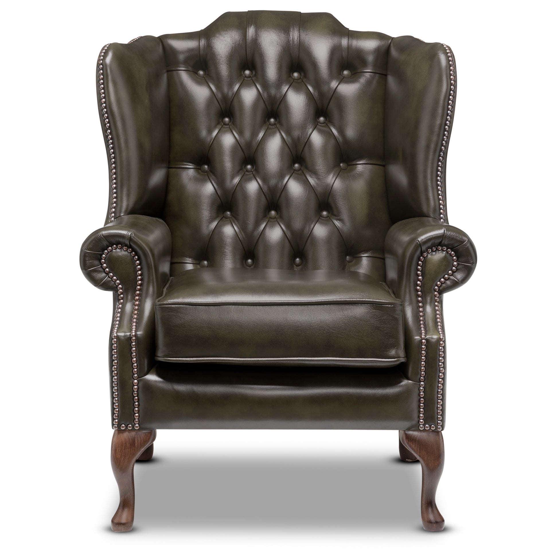 Harrington Chesterfield Armchair Antique Olive Leather