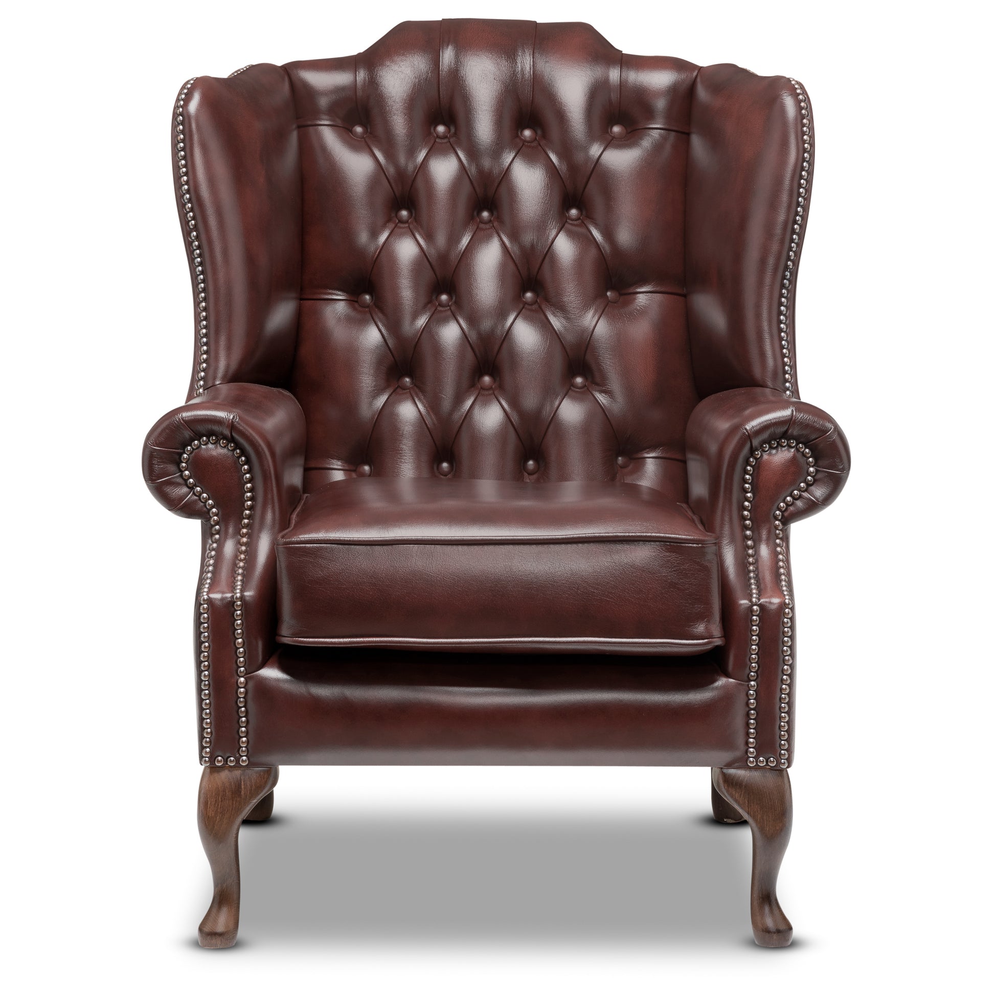 Harrington Chesterfield Armchair Antique Wine Leather