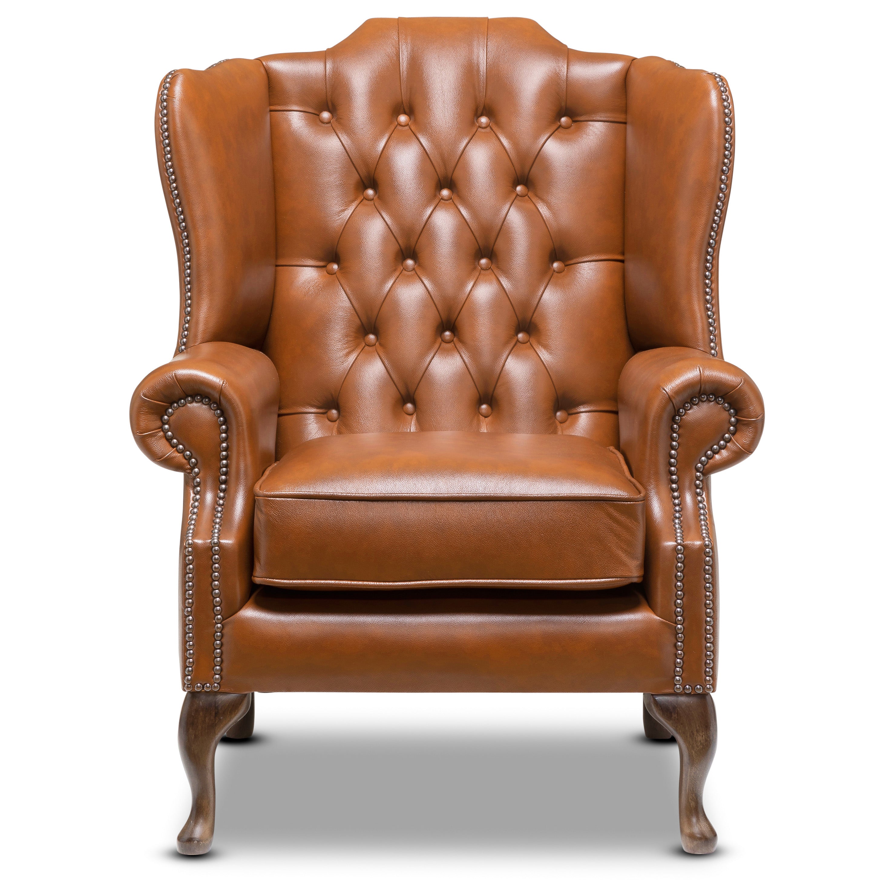 Harrington Chesterfield Armchair Old English Bruciato Leather
