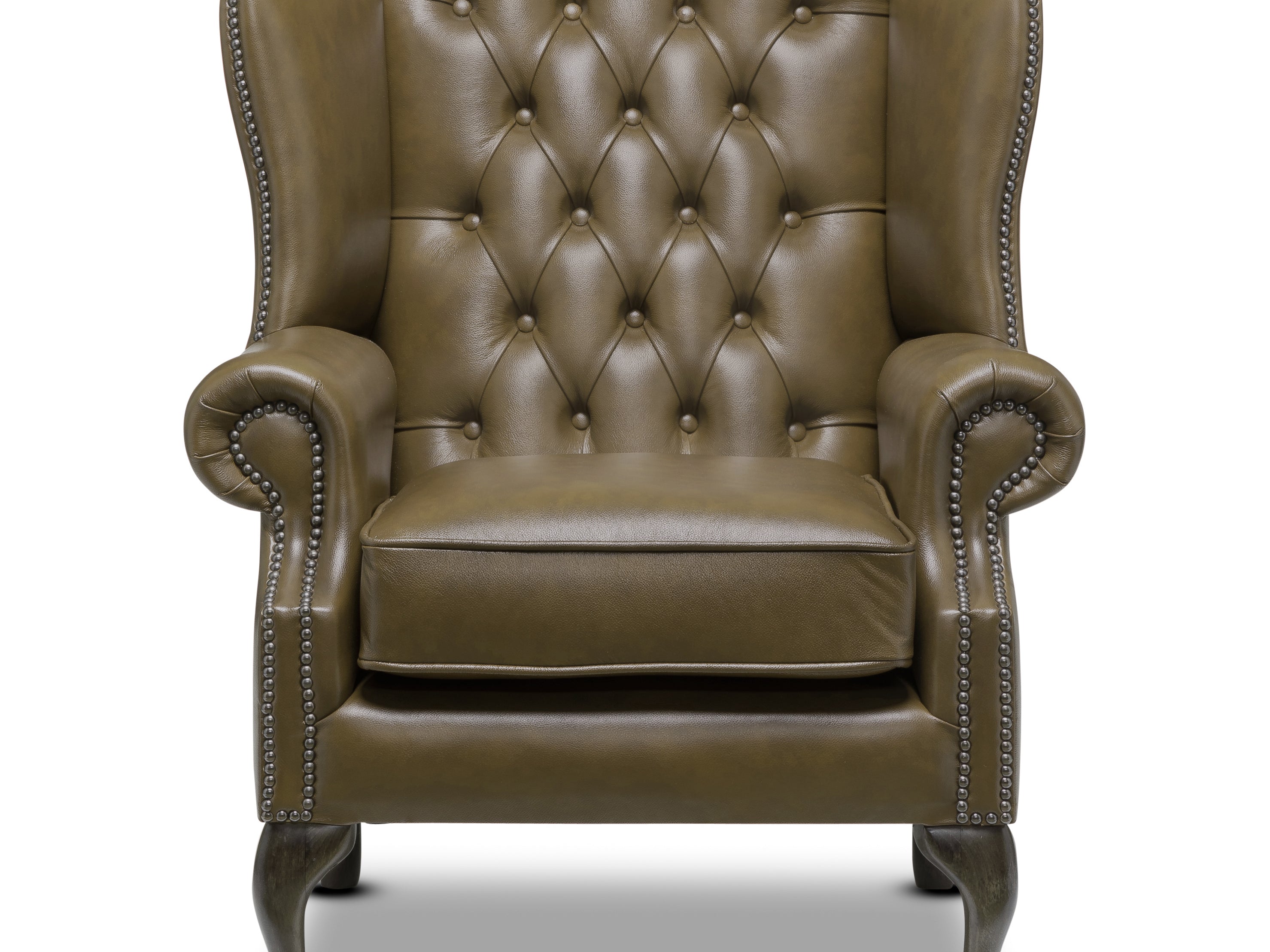 Harrington Chesterfield Armchair Old English Jade Leather