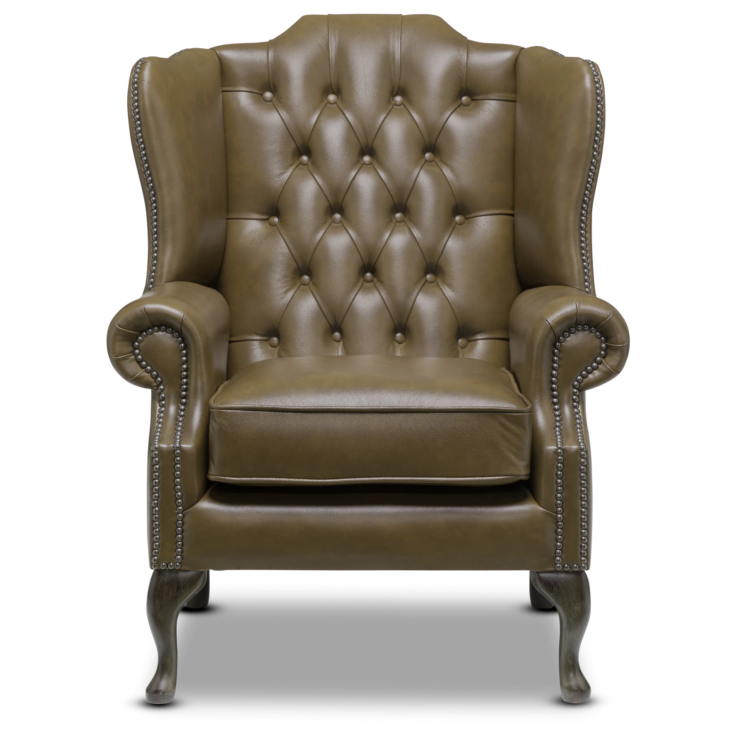 Harrington Chesterfield Armchair Old English Jade Leather