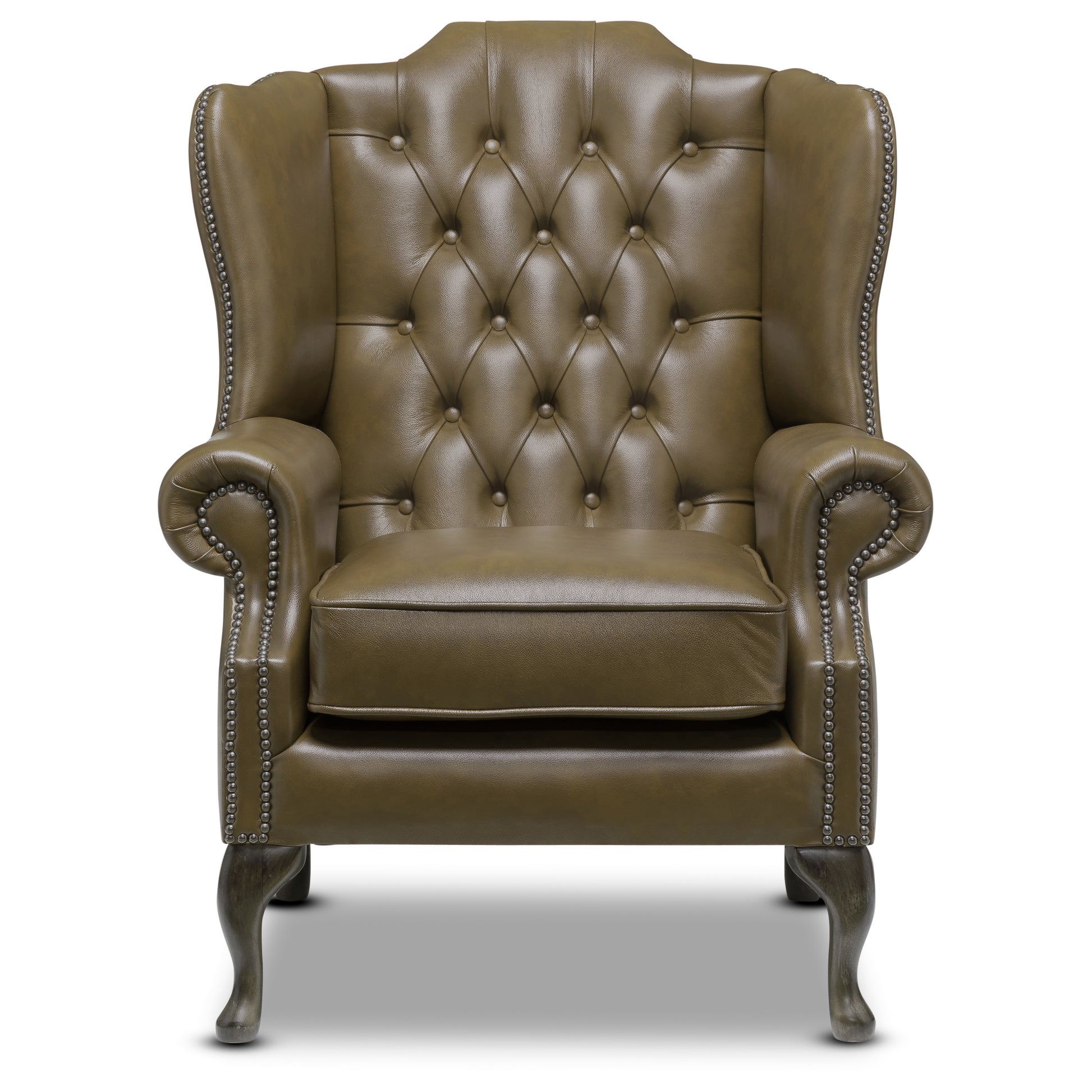 Harrington Chesterfield Armchair Old English Jade Leather