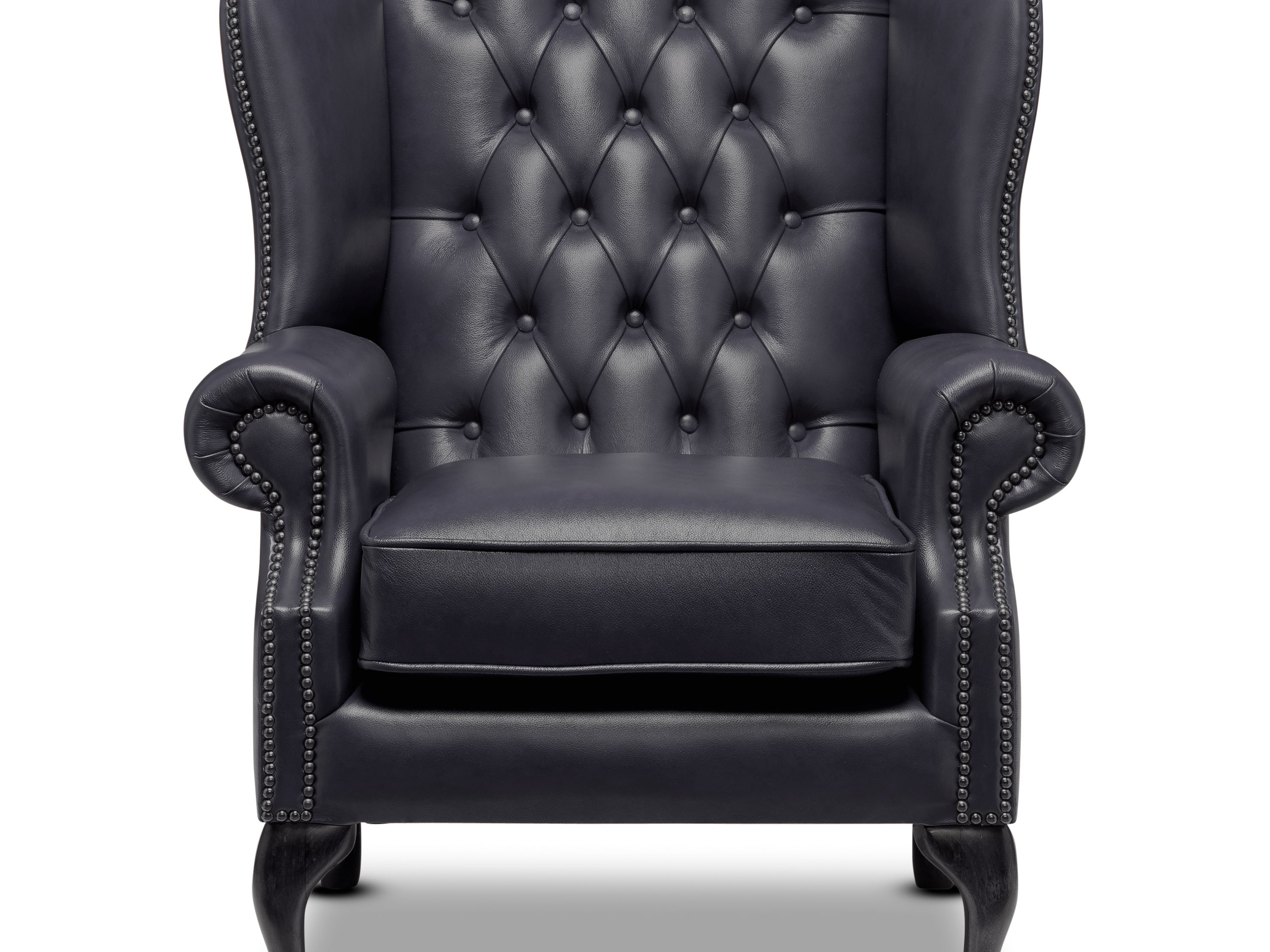 Harrington Chesterfield Armchair Old English Onyx Leather