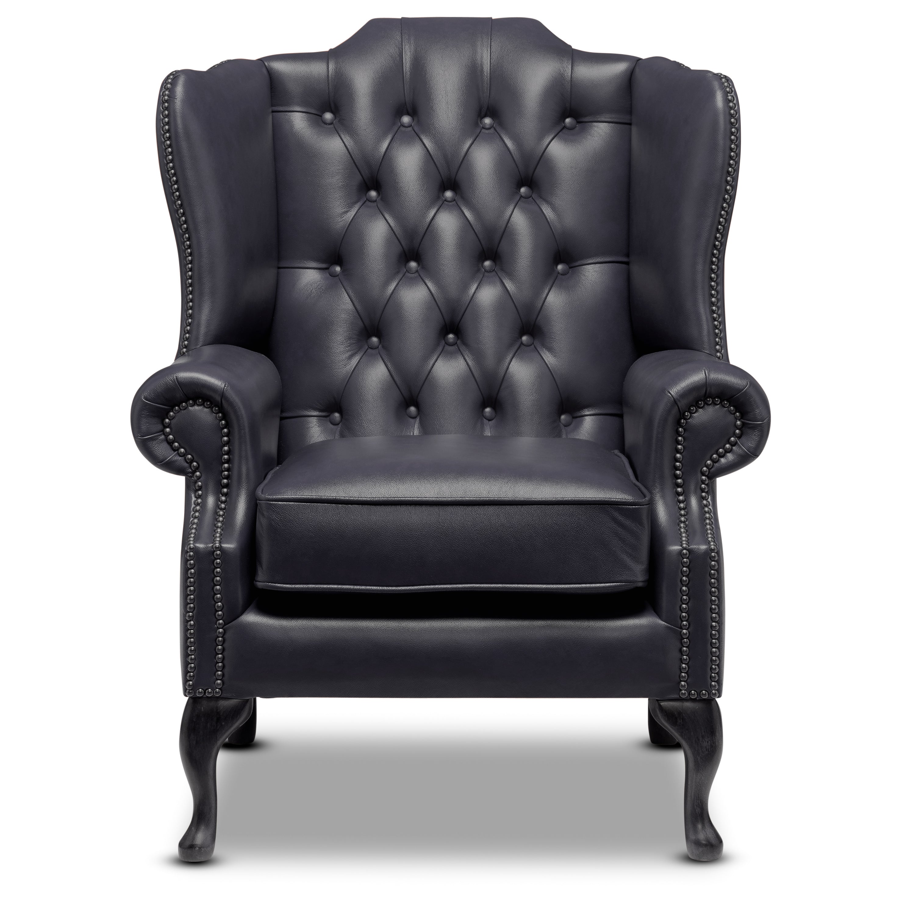 Harrington Chesterfield Armchair Old English Onyx Leather