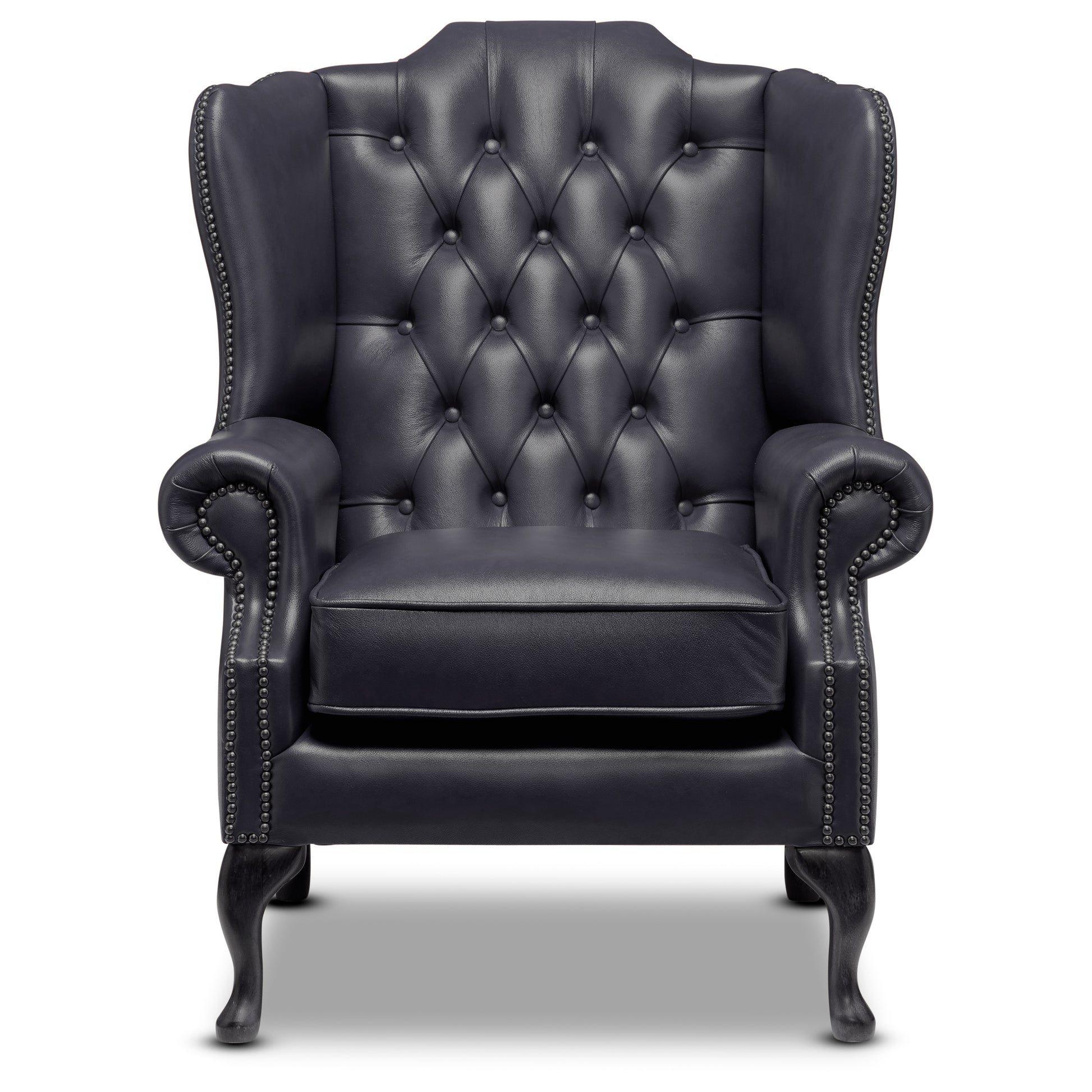 Harrington Chesterfield Armchair Old English Onyx Leather