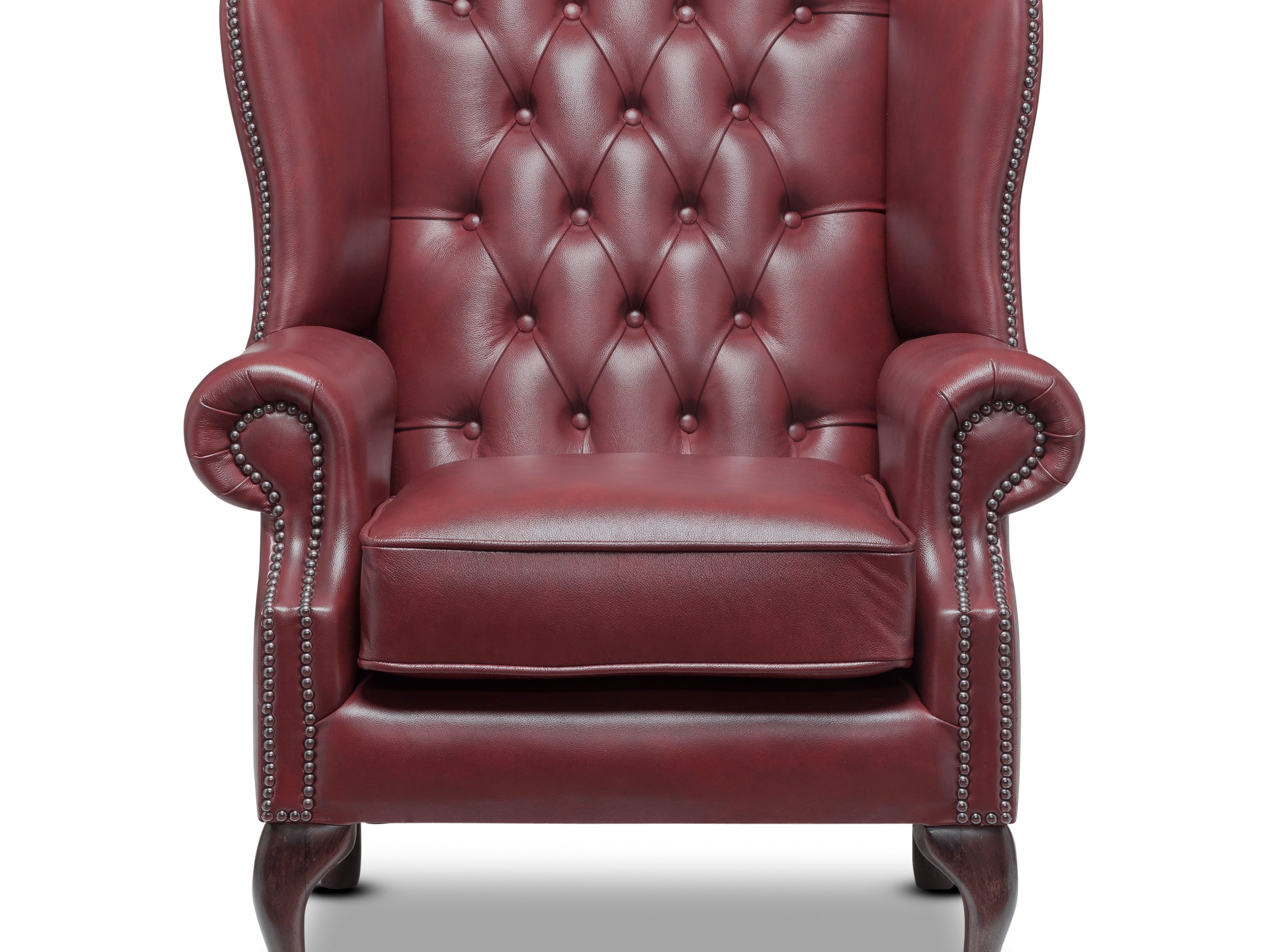 Harrington Chesterfield Armchair Old English Ruby Leather