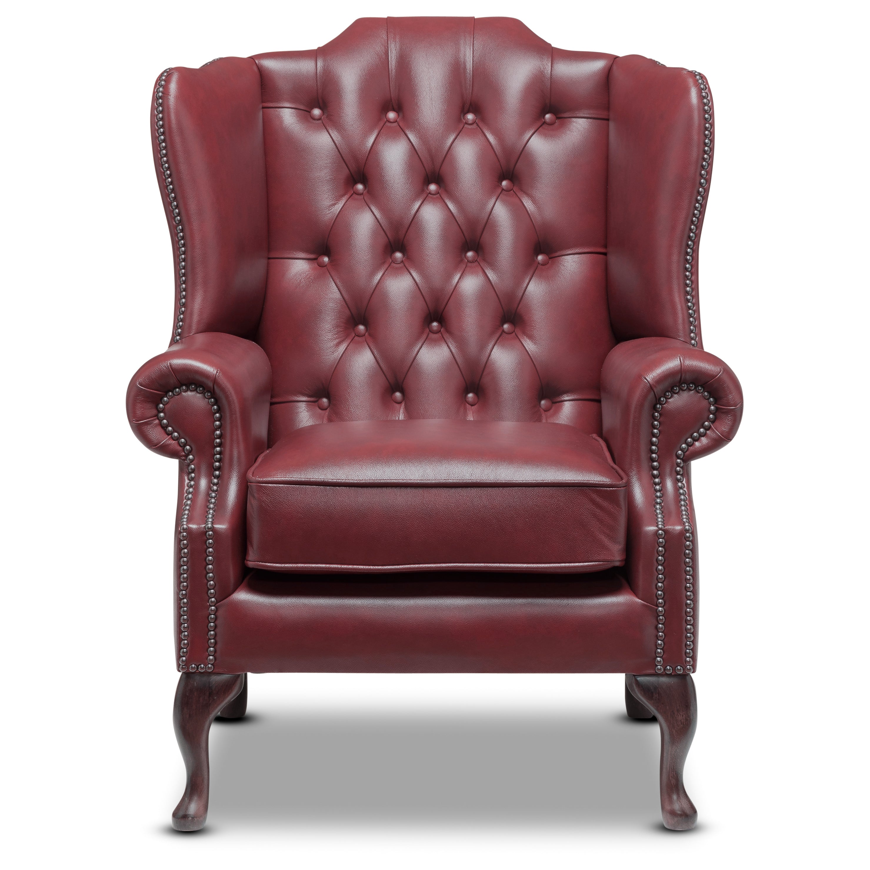 Harrington Chesterfield Armchair Old English Ruby Leather