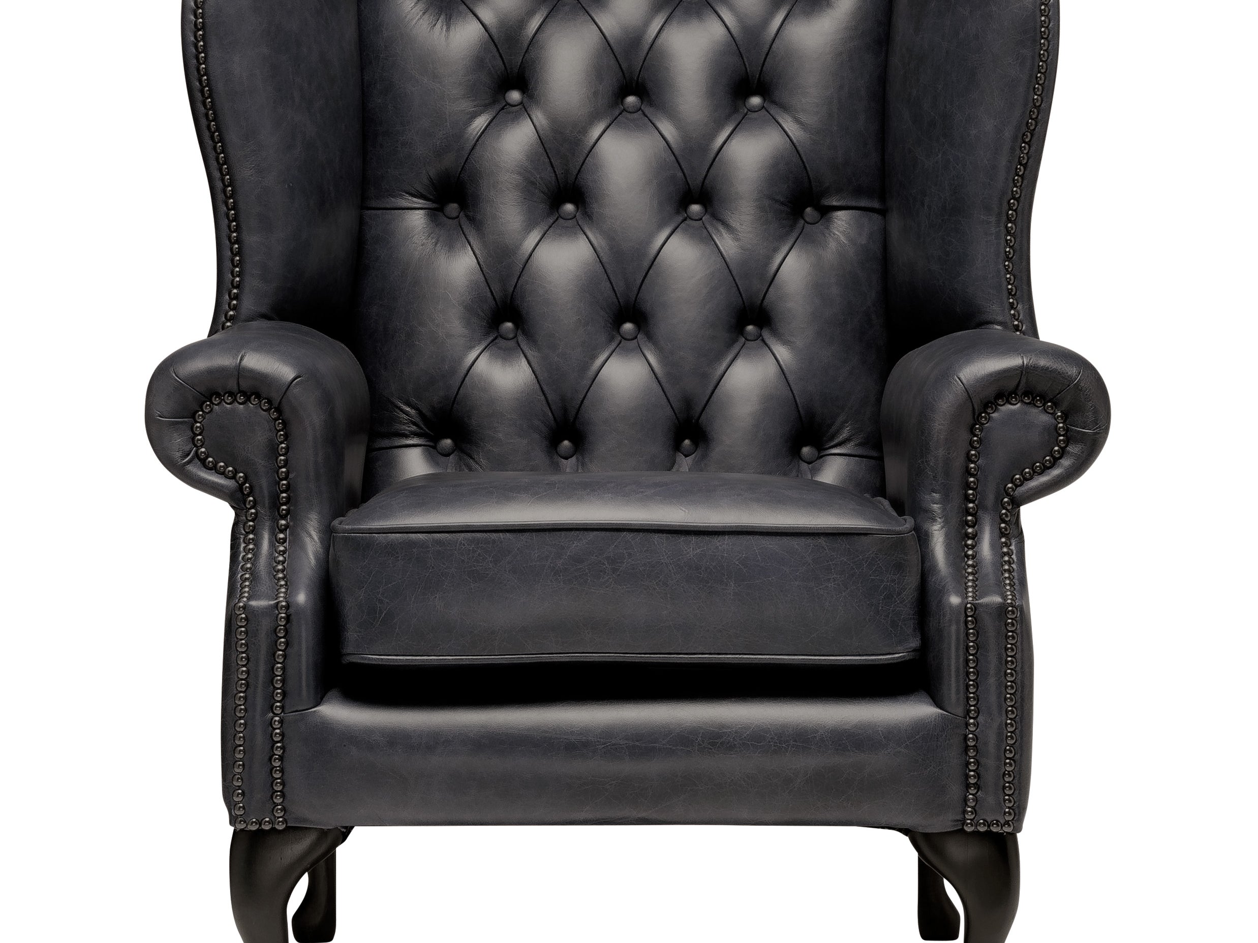 Harrington Chesterfield Armchair Vintage Coal Leather