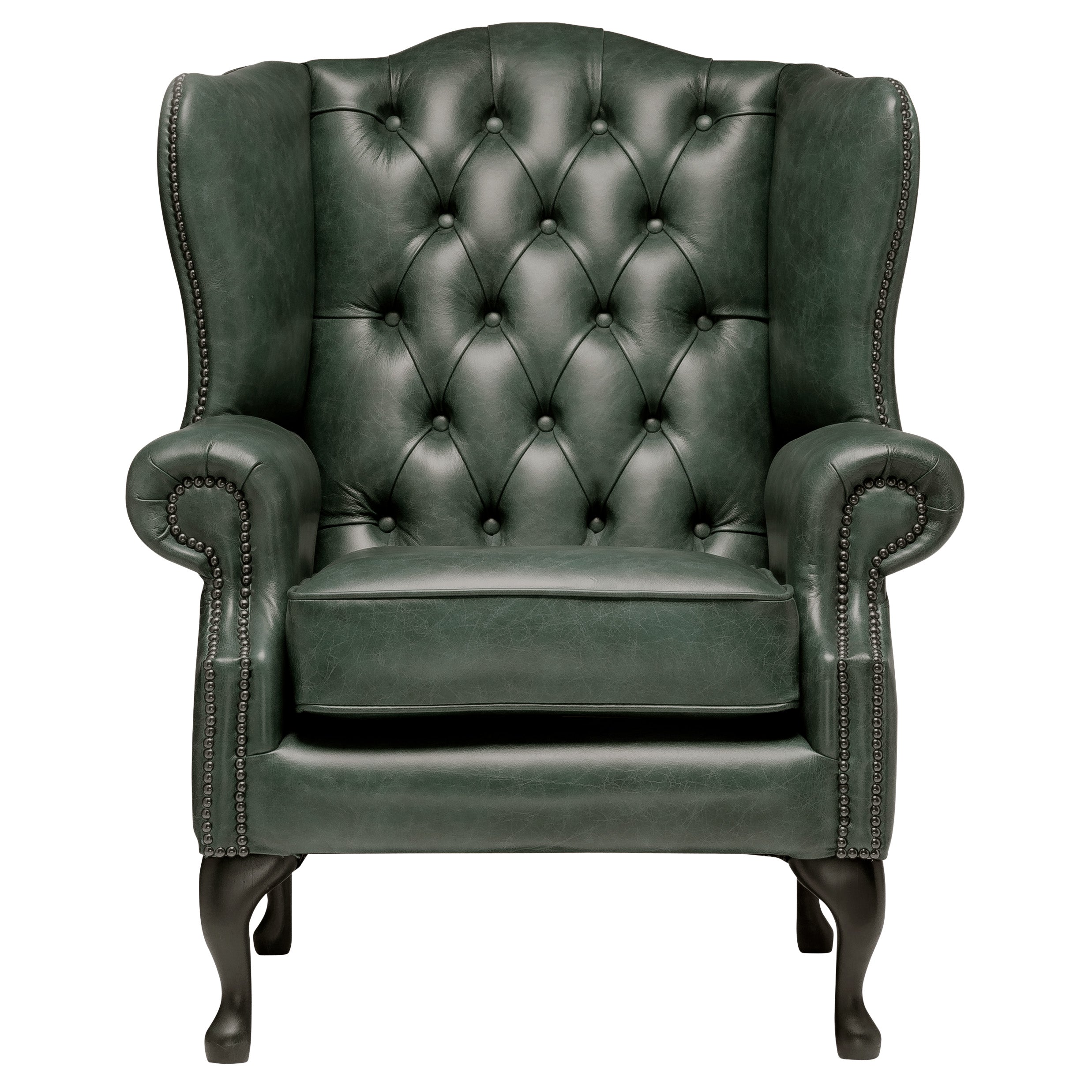 Harrington Chesterfield Armchair Vintage Green Leather