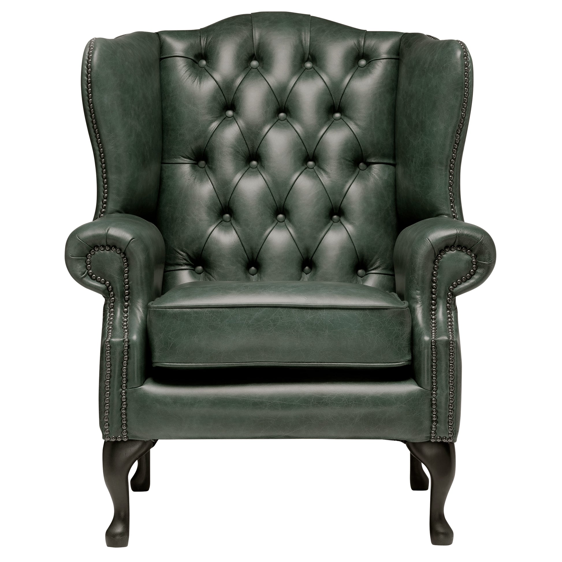 Harrington Chesterfield Armchair Vintage Green Leather