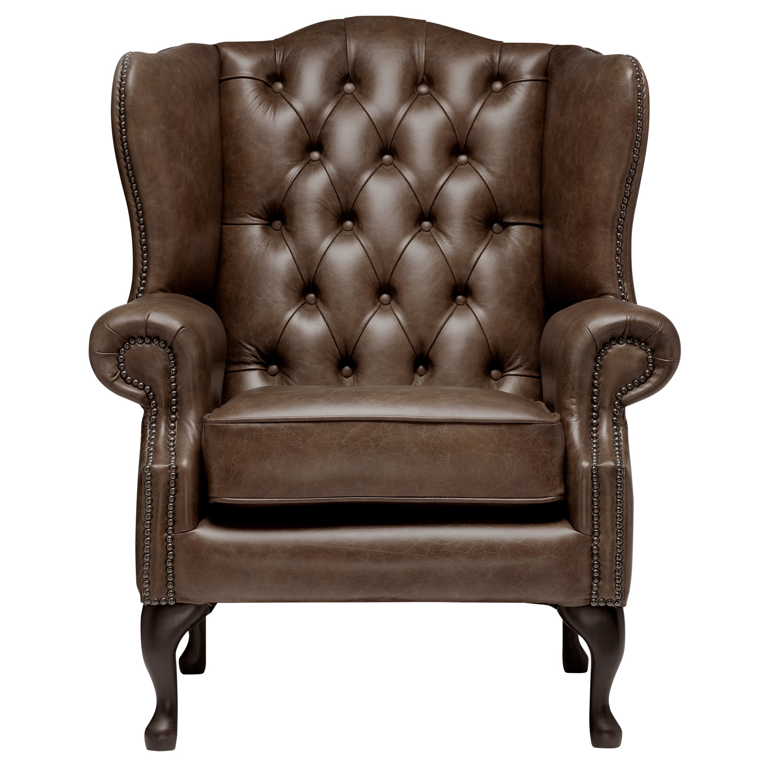 Harrington Chesterfield Armchair Vintage Truffle Leather