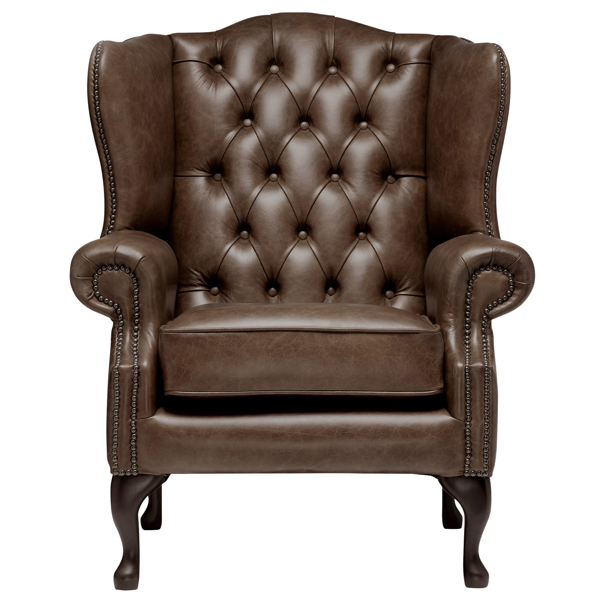Harrington Chesterfield Armchair Vintage Truffle Leather