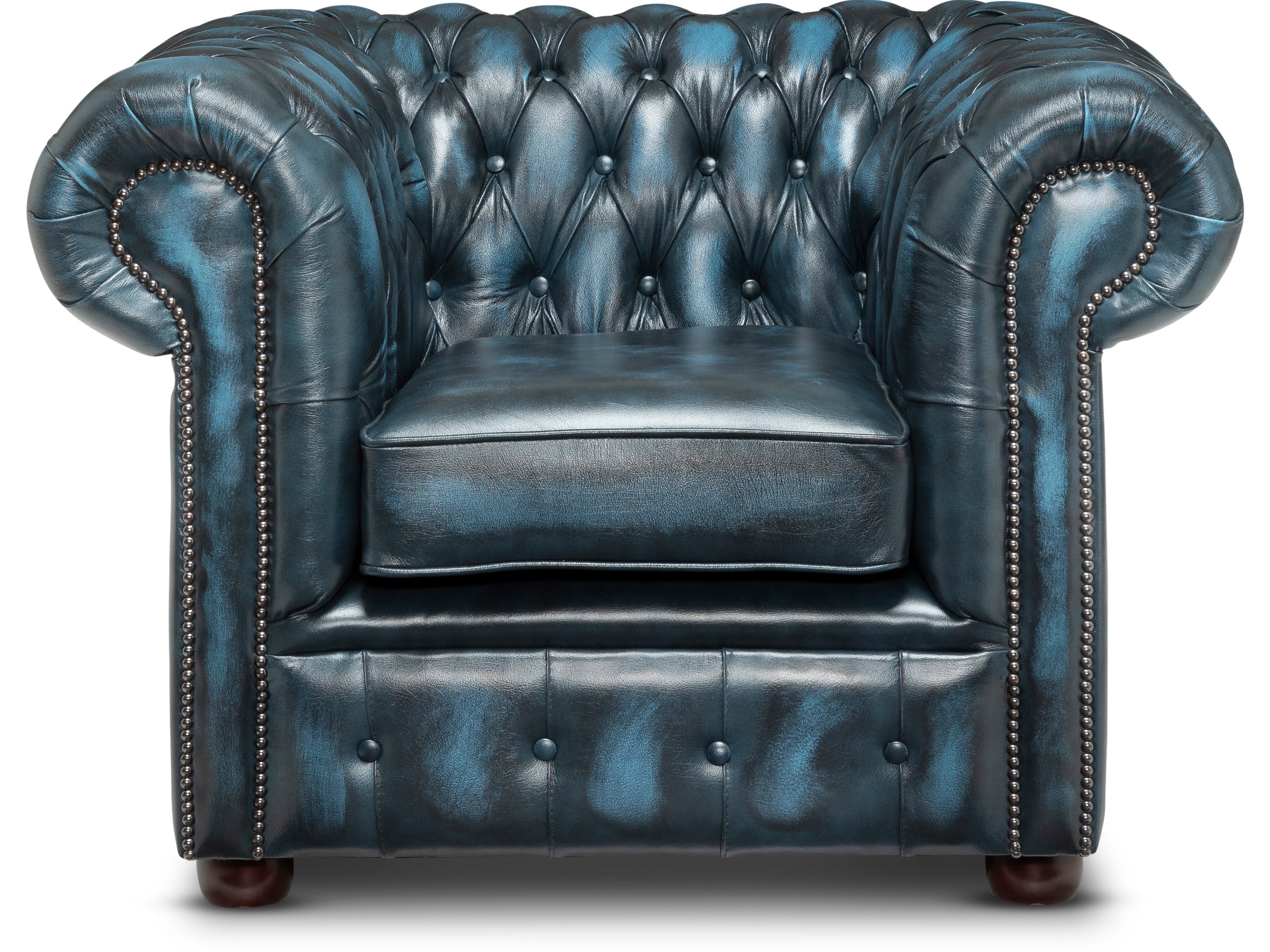 Hemingway Chesterfield Club Chair Antique Blue Leather