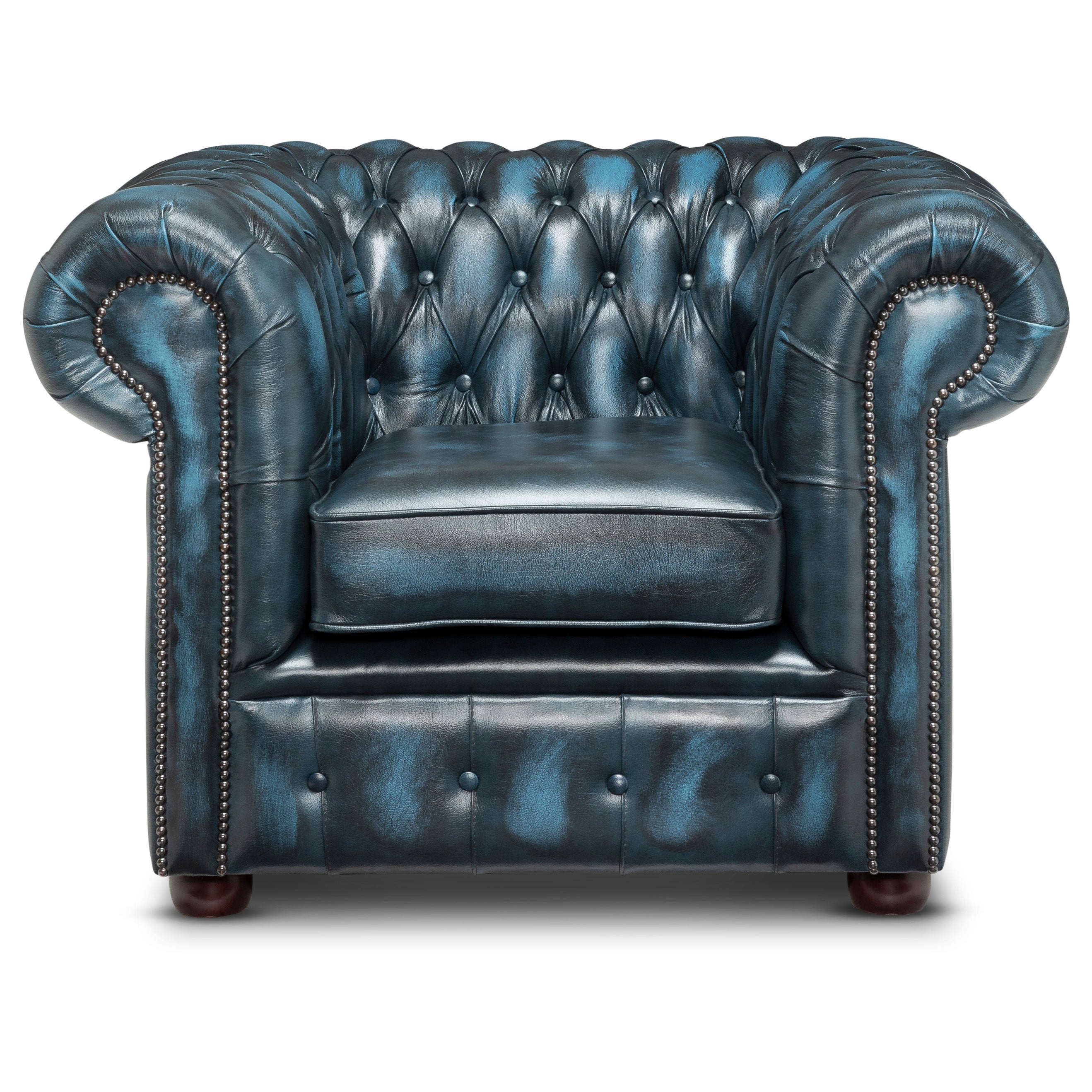 Hemingway Chesterfield Club Chair Antique Blue Leather