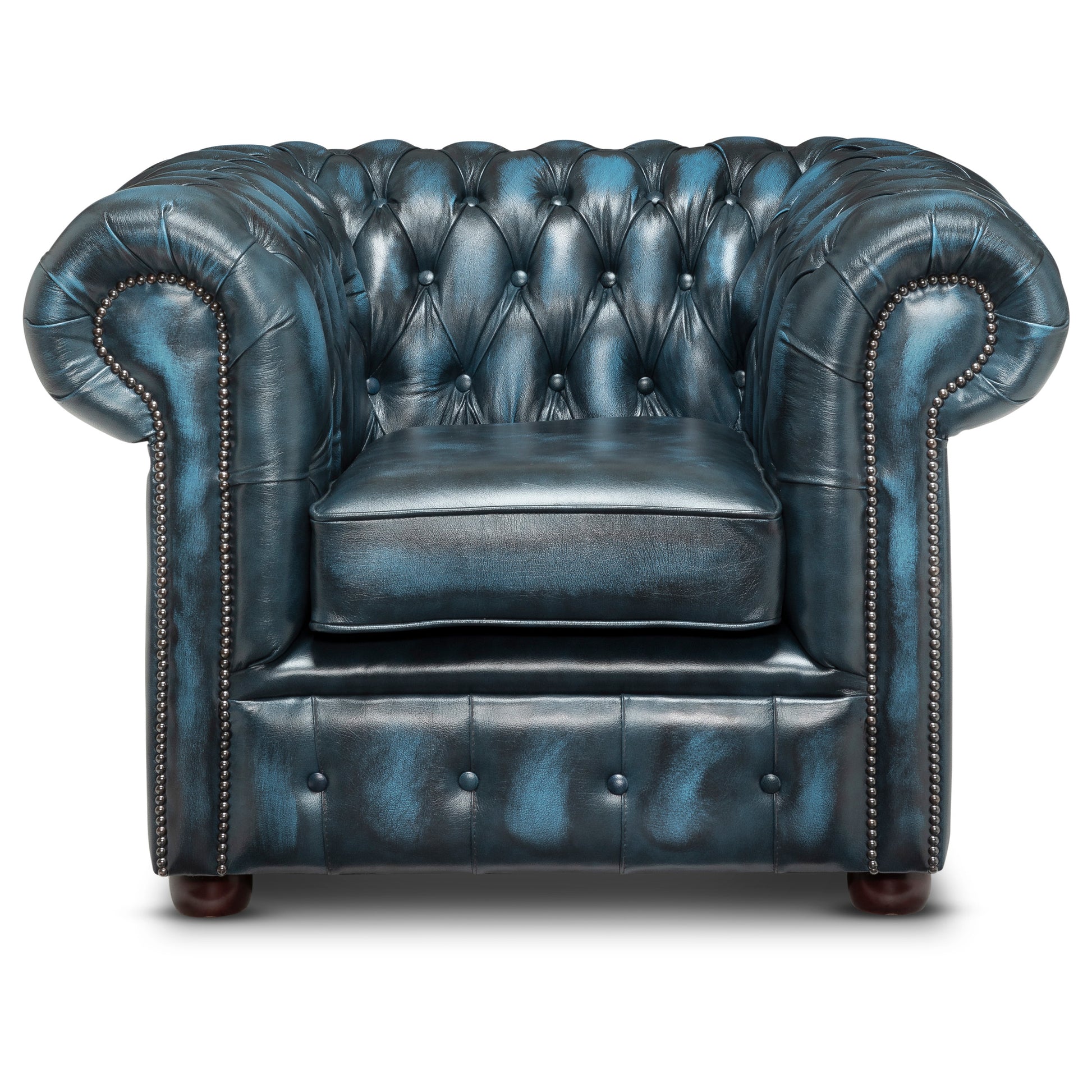 Hemingway Chesterfield Club Chair Antique Blue Leather