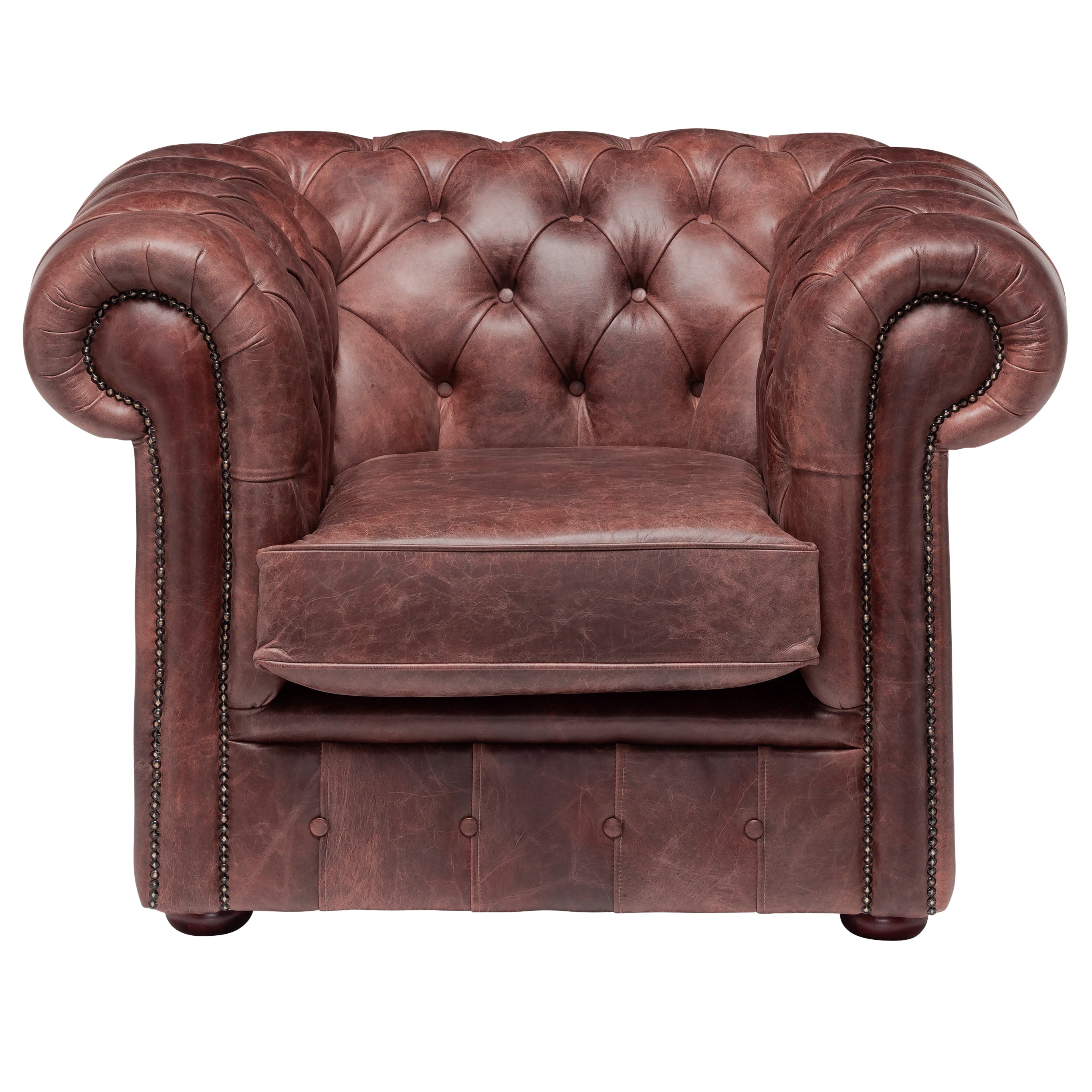 Hemingway Chesterfield Club Chair Dune Claret Leather