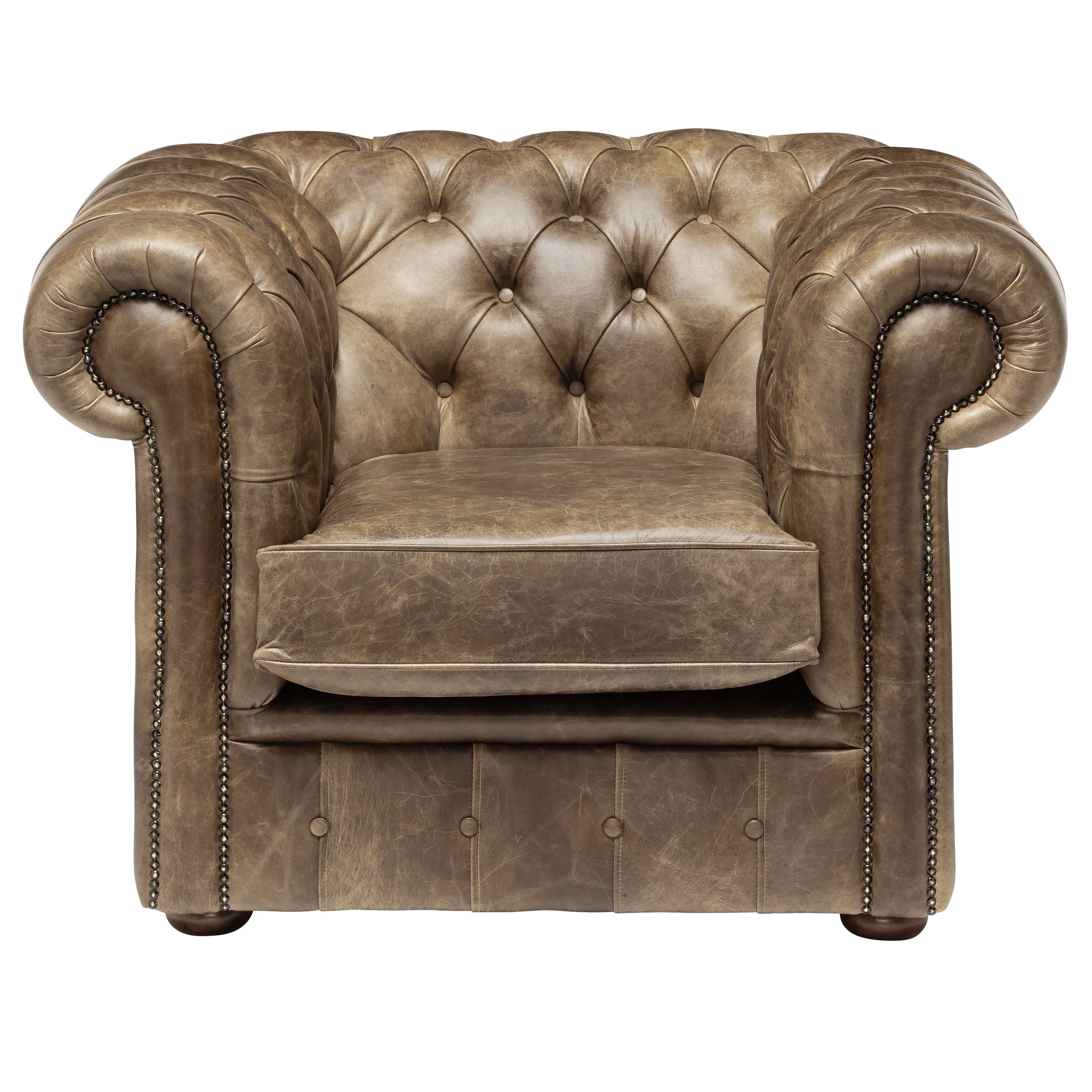 Hemingway Chesterfield Club Chair Dune Stone Leather