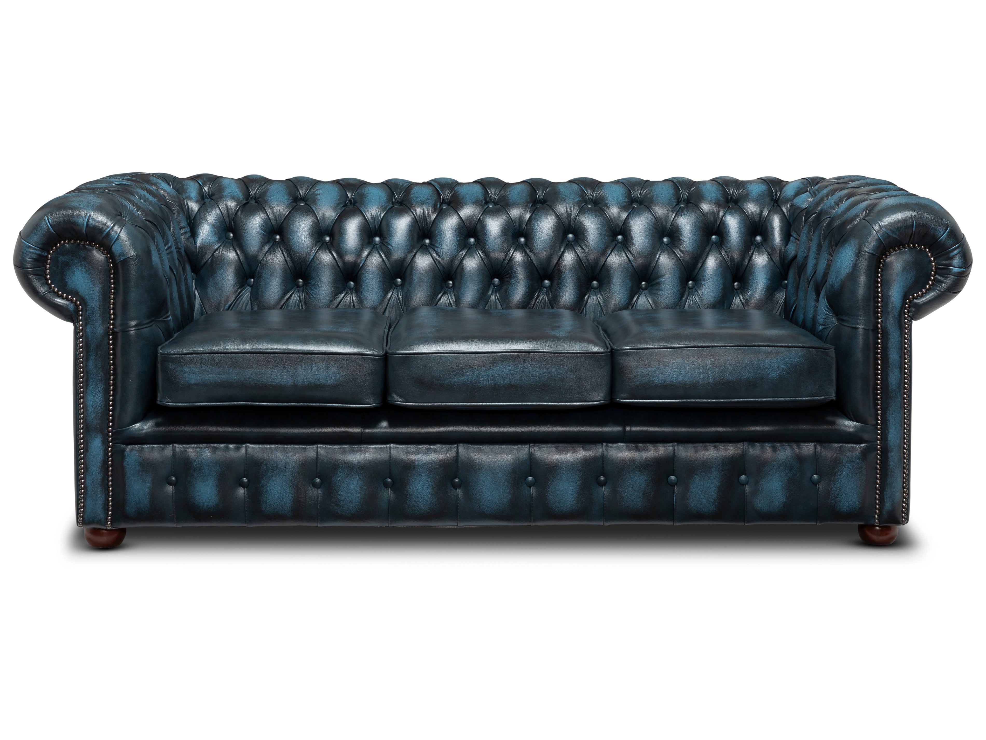 Hemingway Chesterfield Sofa Antique Blue Leather