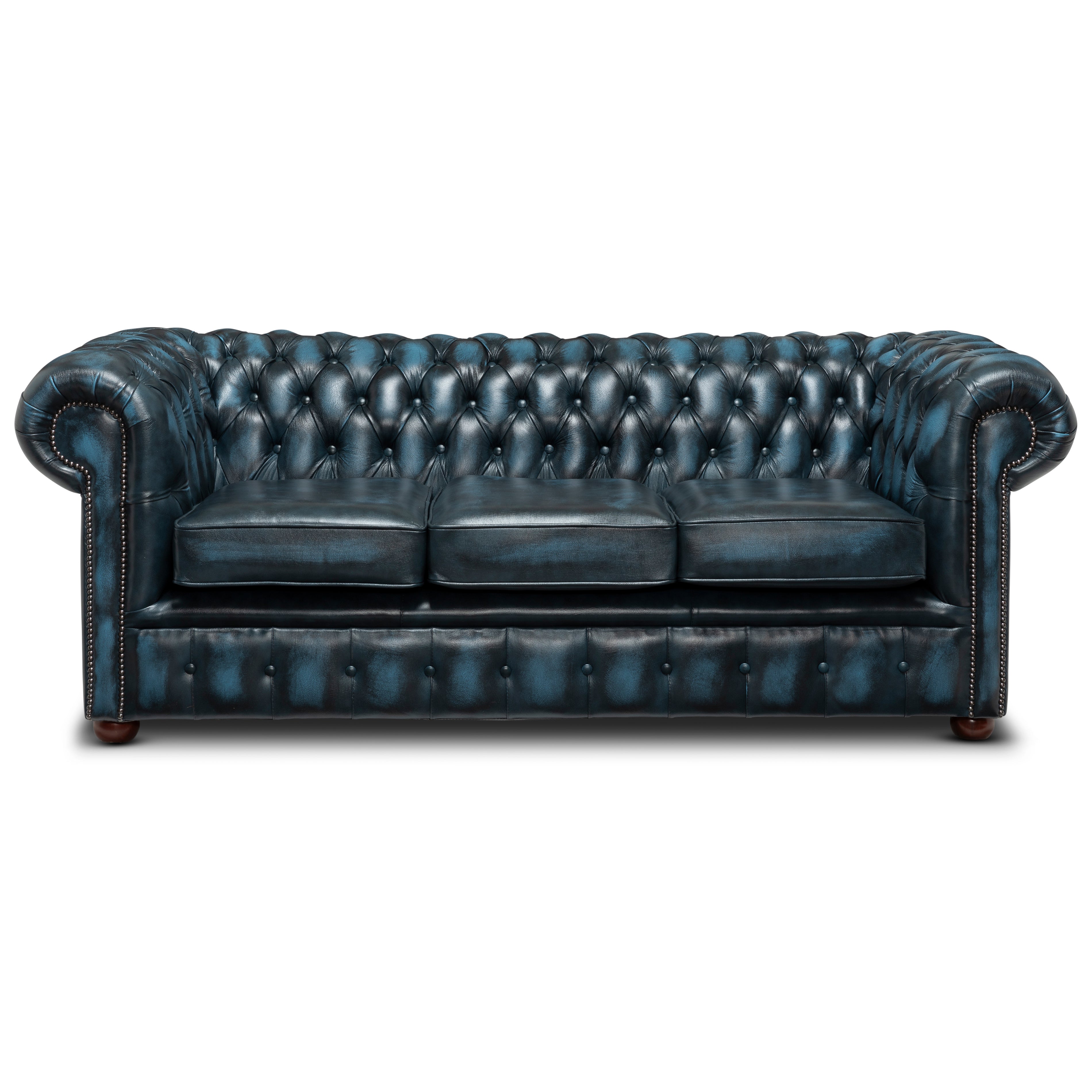 Hemingway Chesterfield Sofa Antique Blue Leather