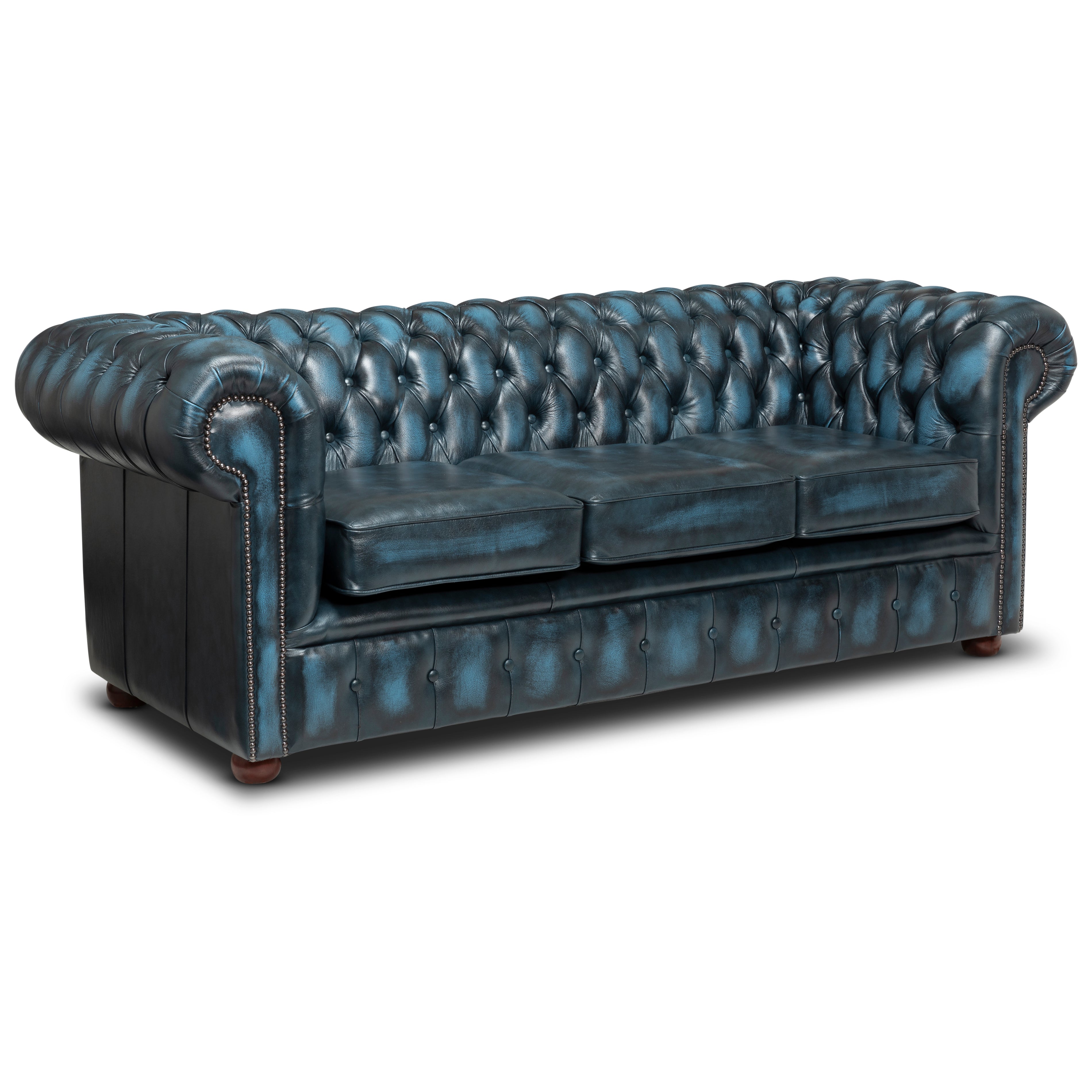 Hemingway Chesterfield Sofa Antique Blue Leather