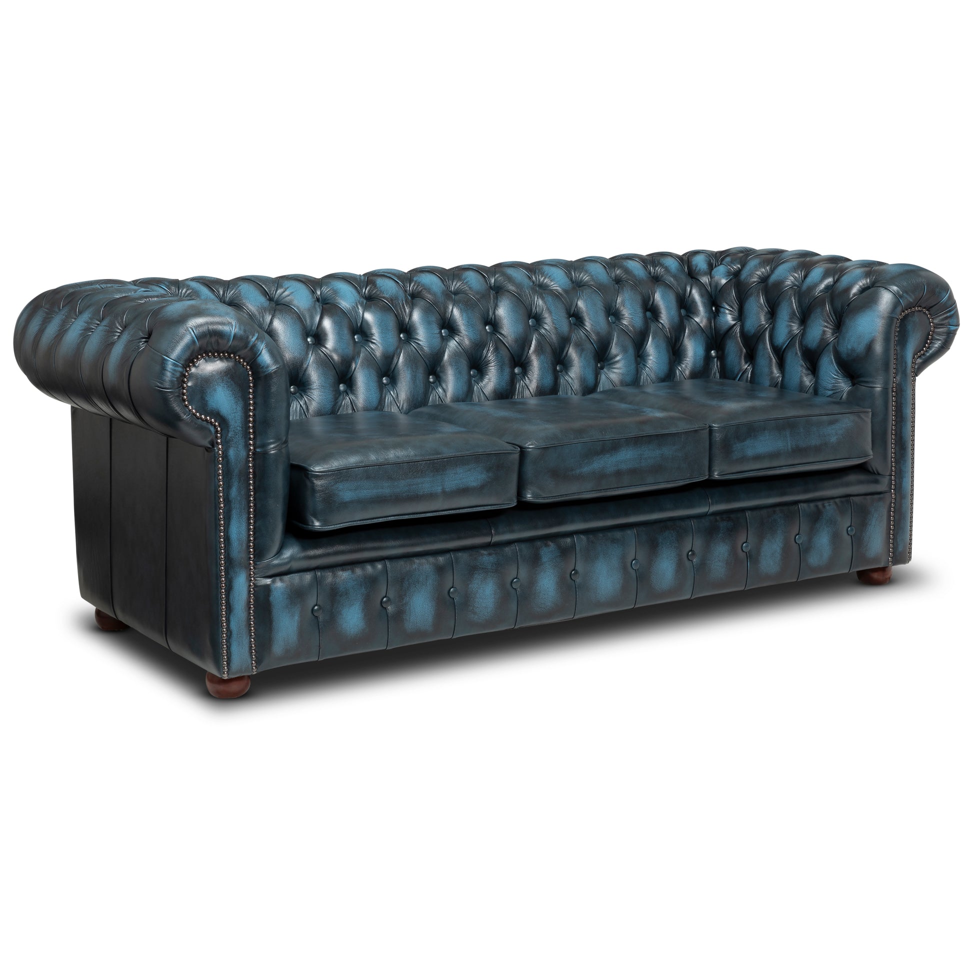 Hemingway Chesterfield Sofa Antique Blue Leather