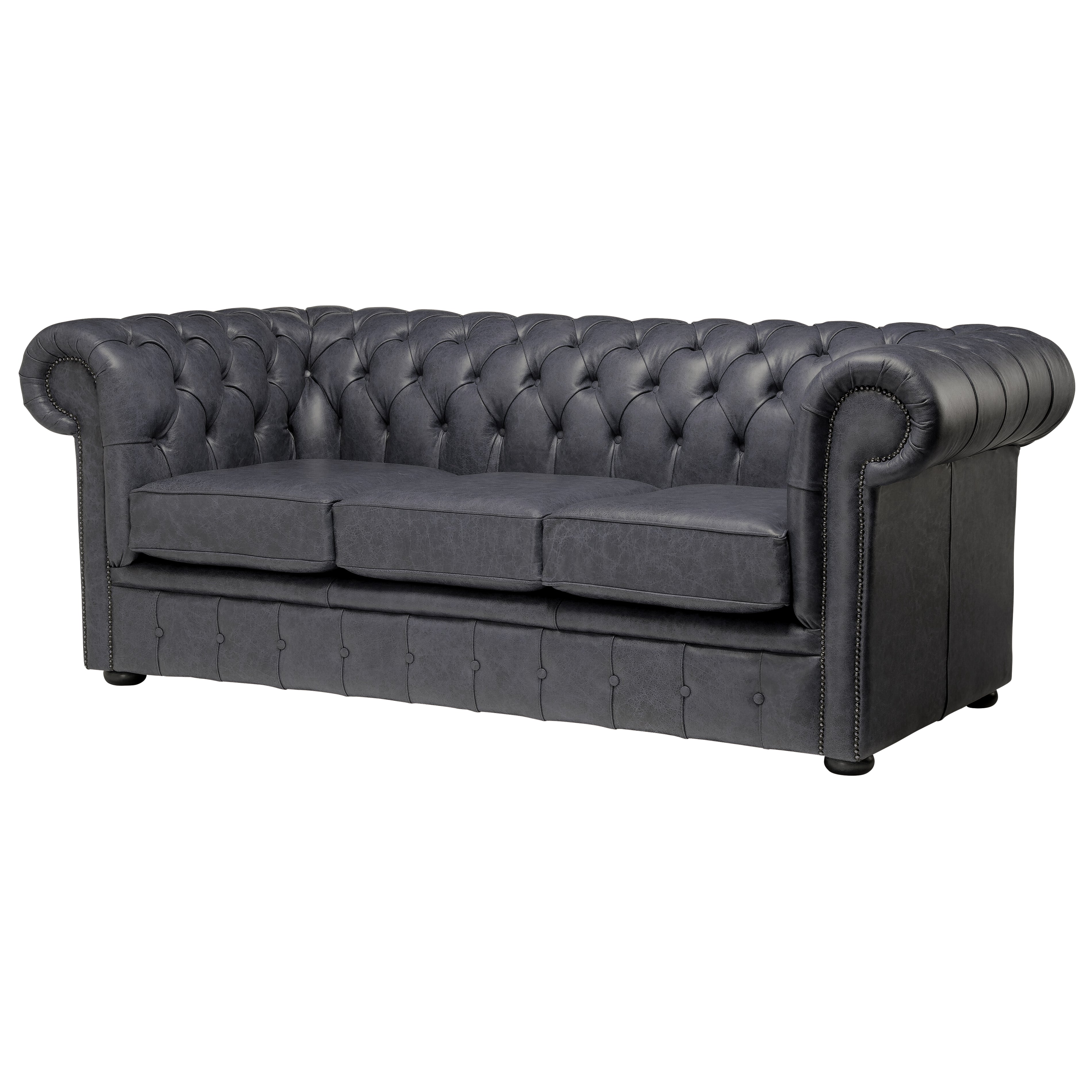 Hemingway Chesterfield Sofa Vintage Coal Leather