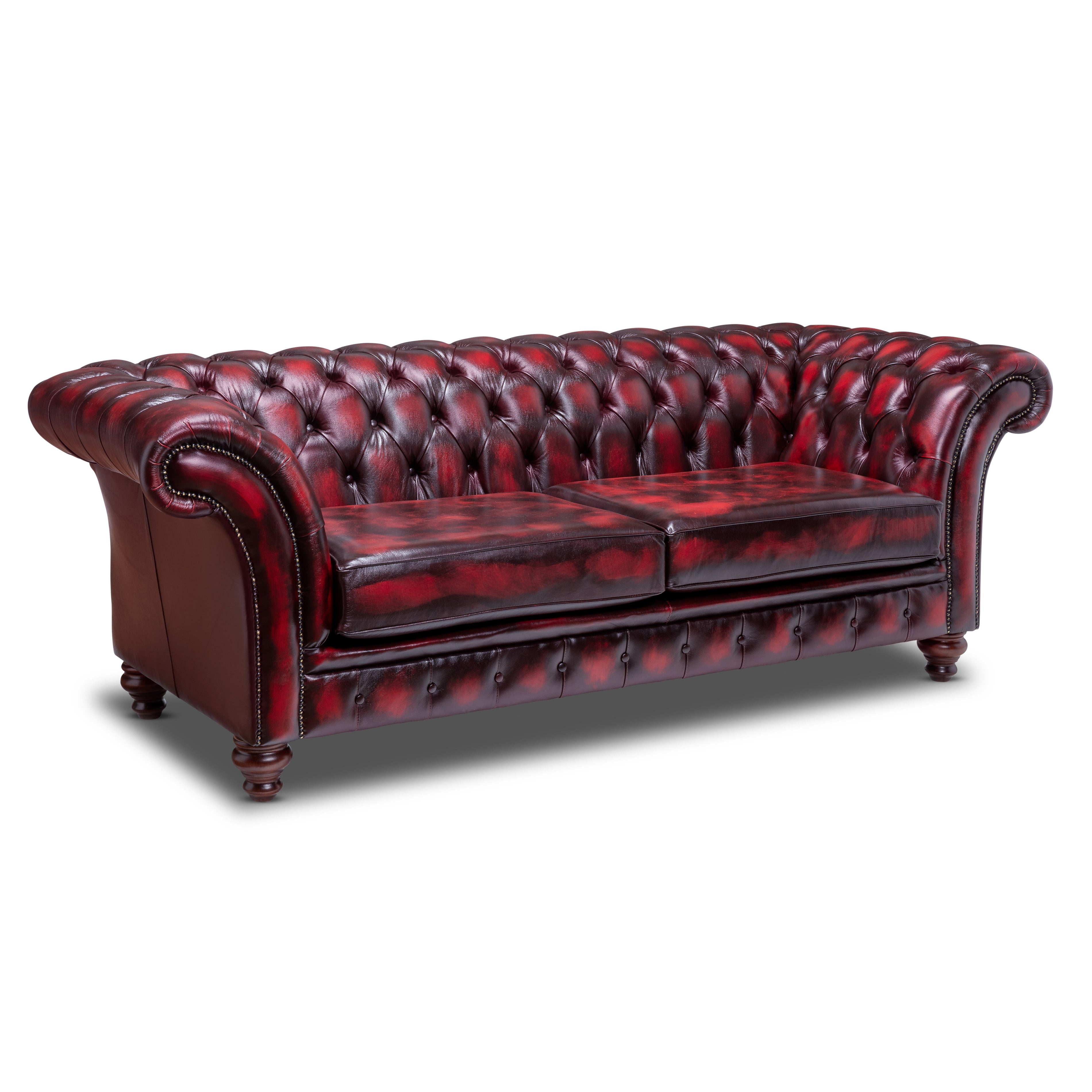 Milano Chesterfield Sofa Antique Wine Leather