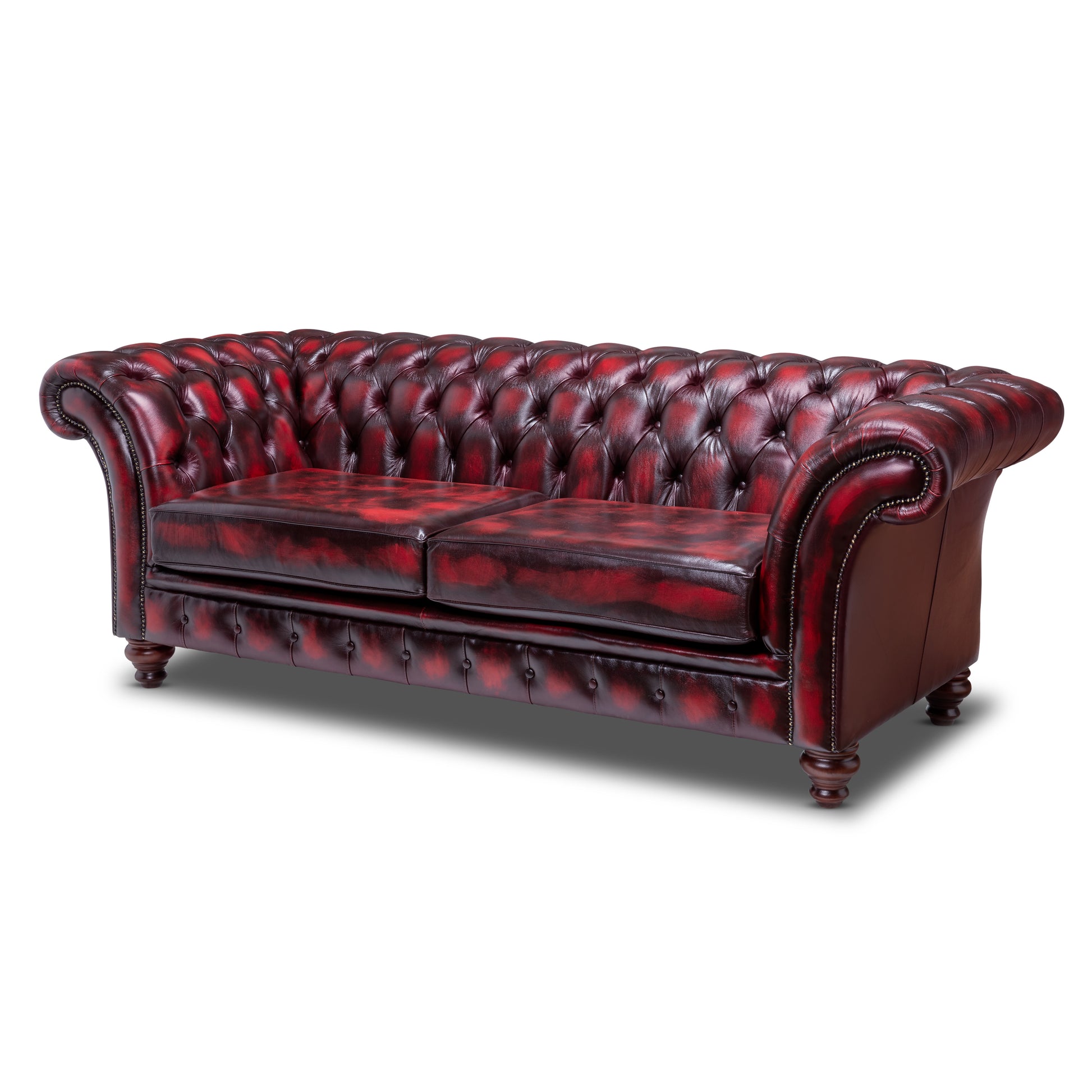 Milano Chesterfield Sofa Antique Wine Leather