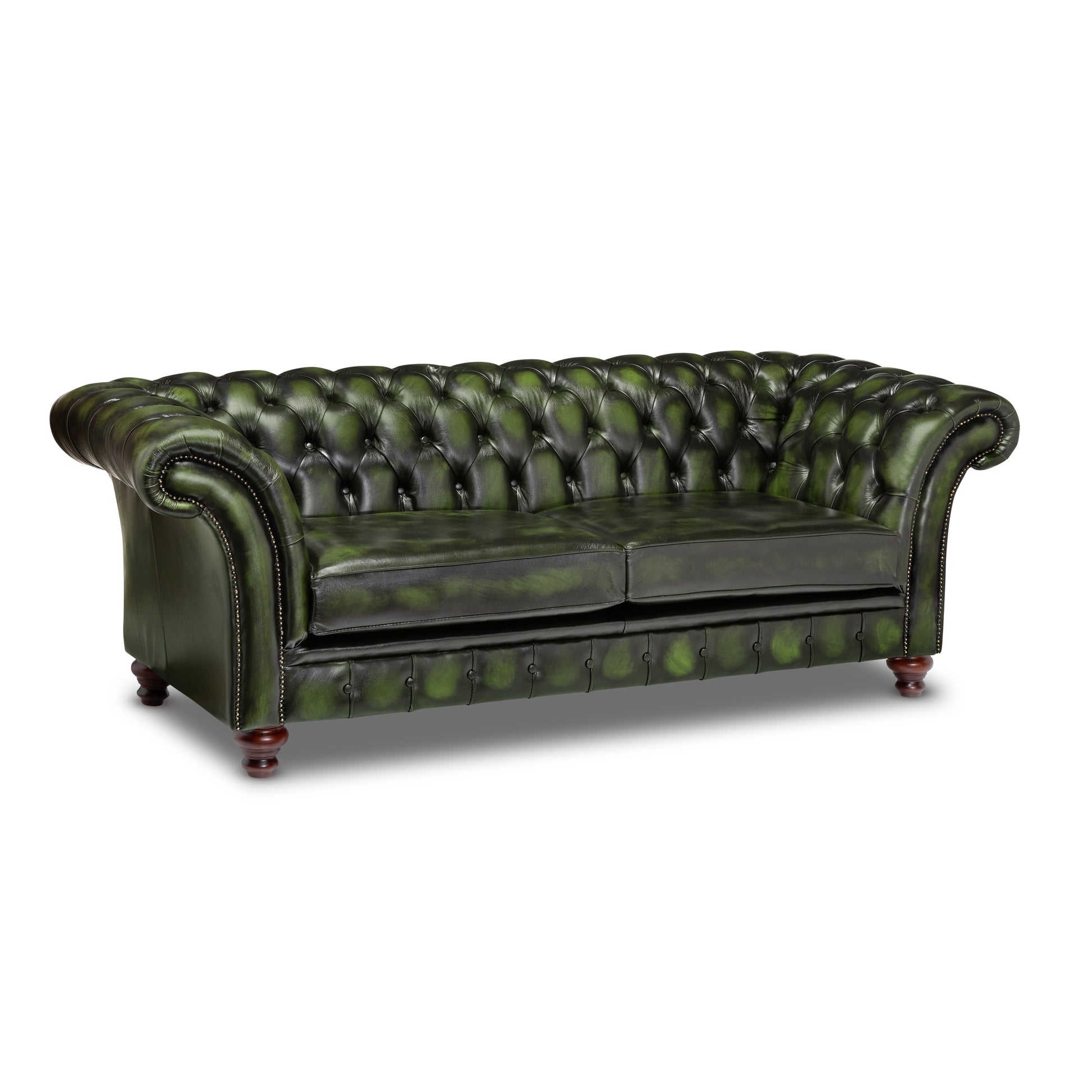 Milano Chesterfield Sofa Antique Green Leather