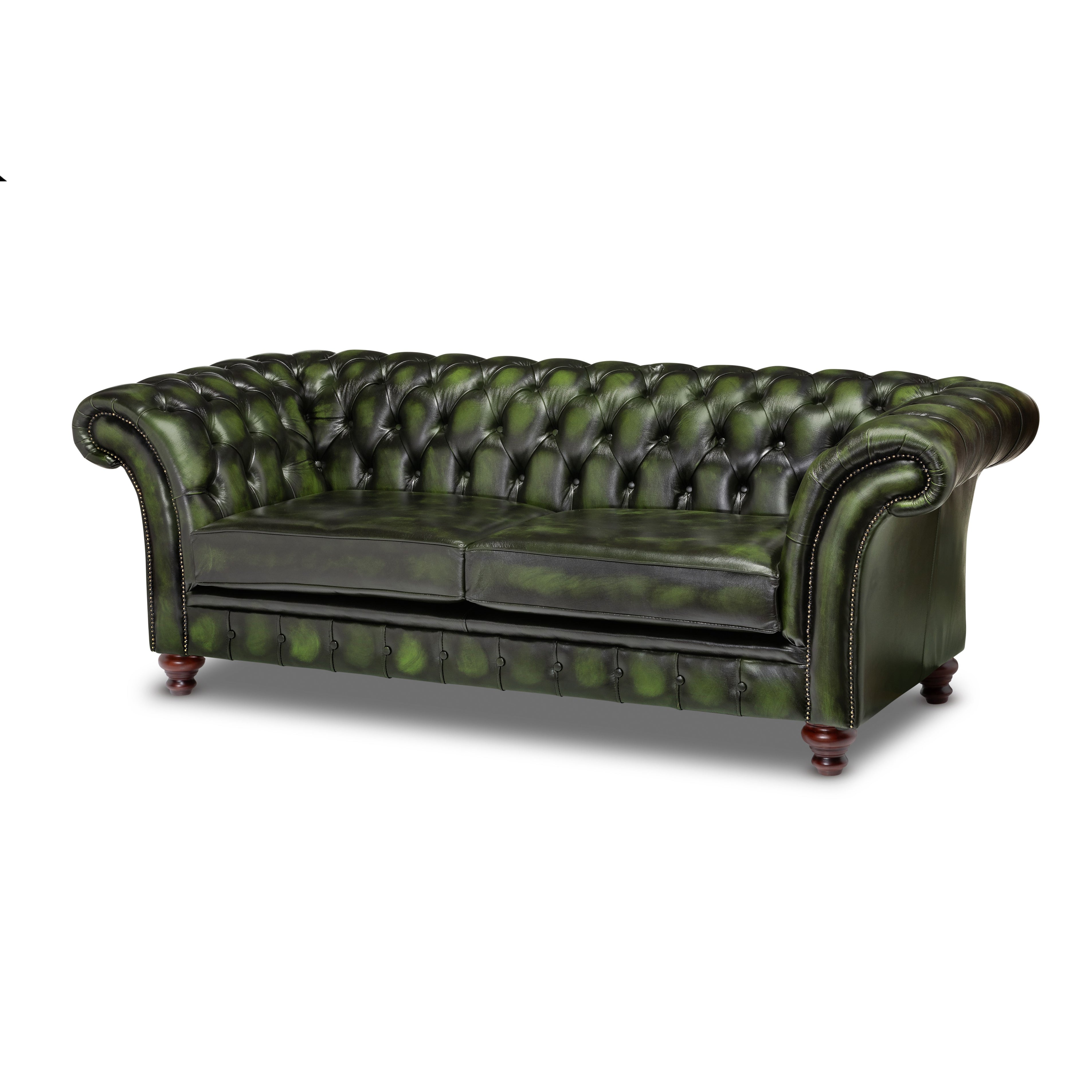 Milano Chesterfield Sofa Antique Green Leather
