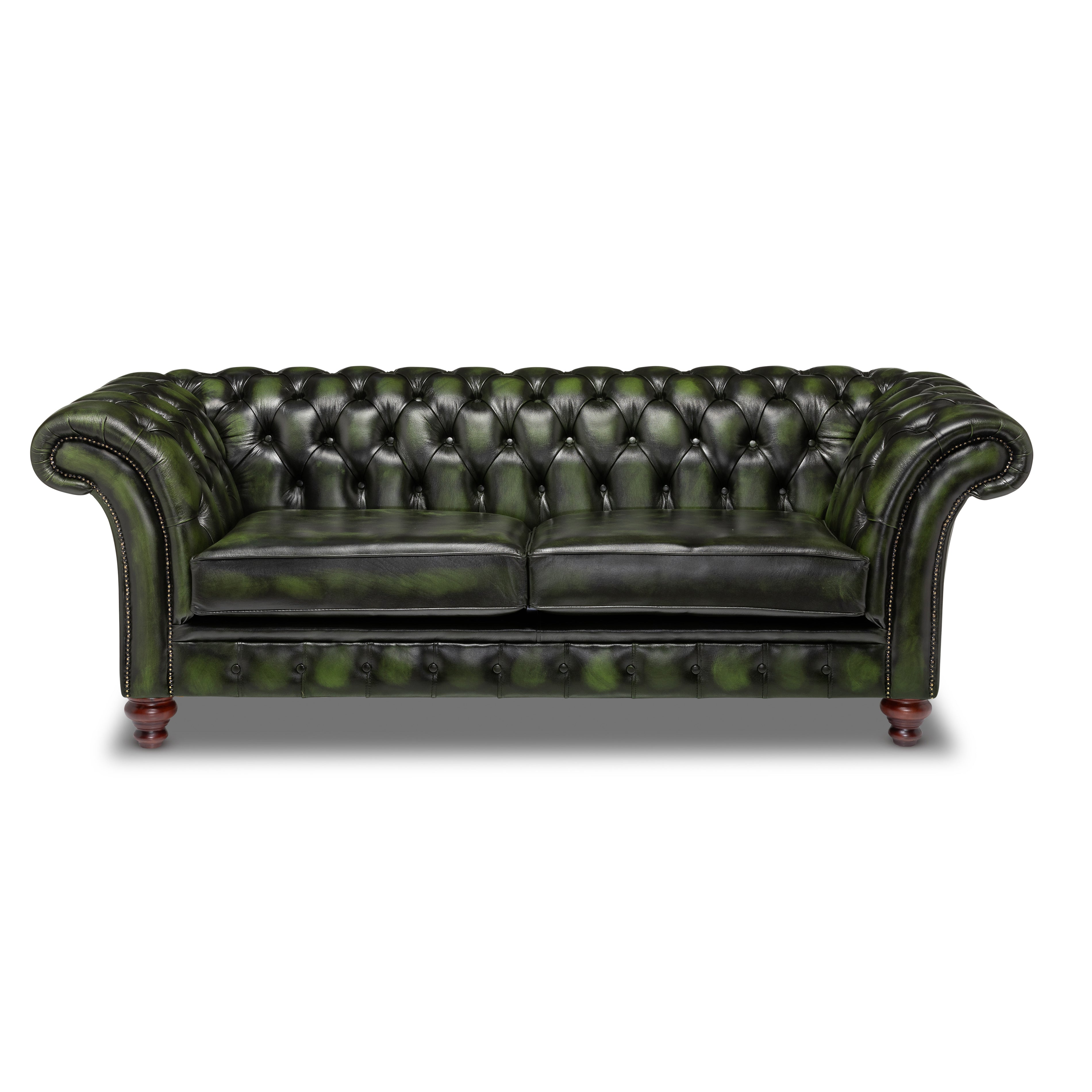 Milano Chesterfield Sofa Antique Green Leather