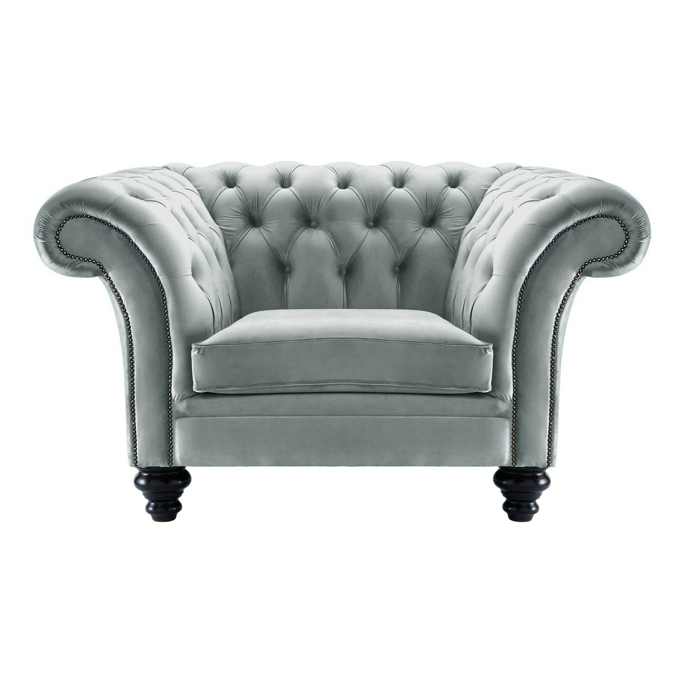 Milano Chesterfield Club Chair Boutique Silver Velvet