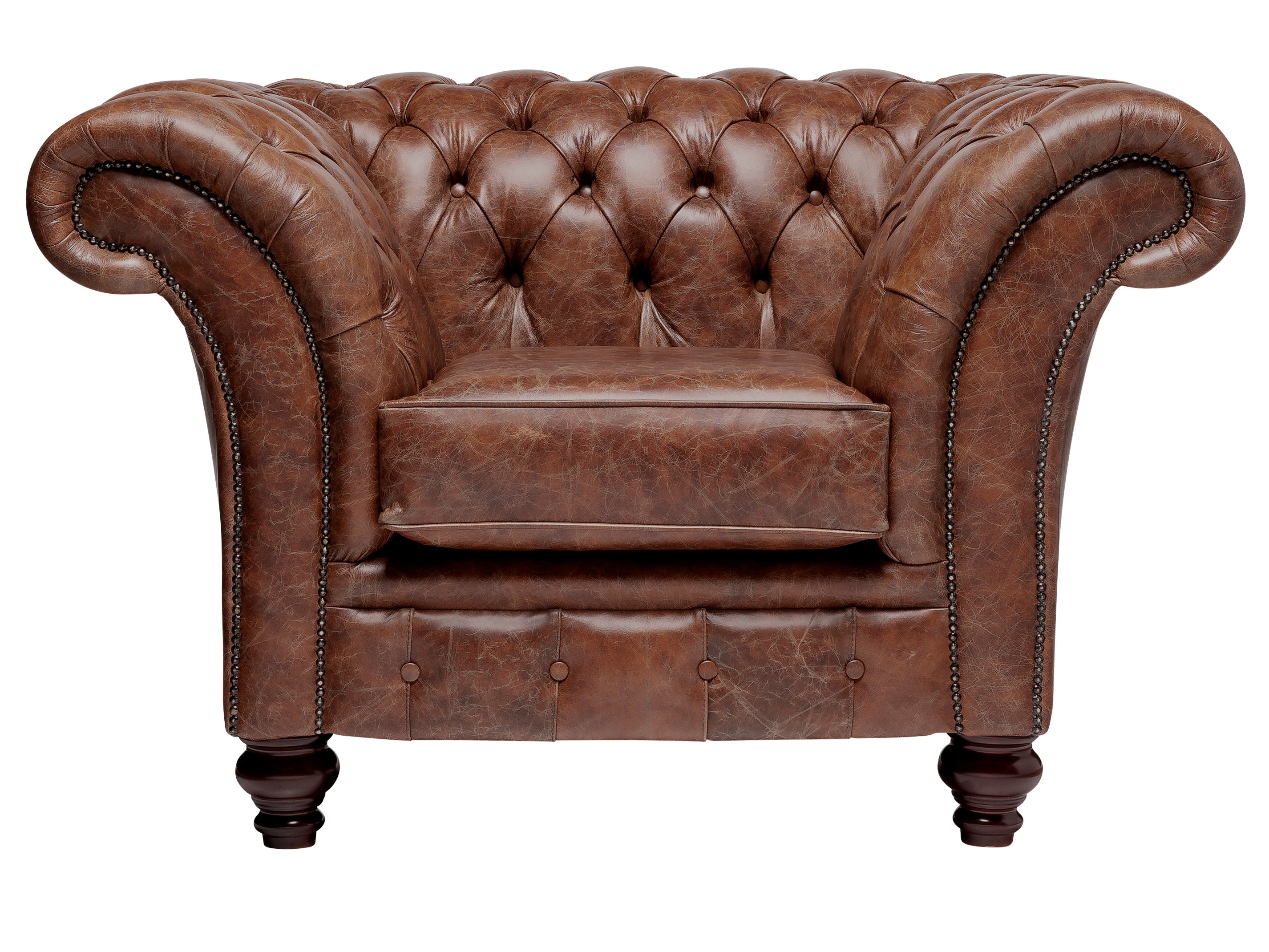 Milano Chesterfield Club Chair Vintage Chestnut Leather