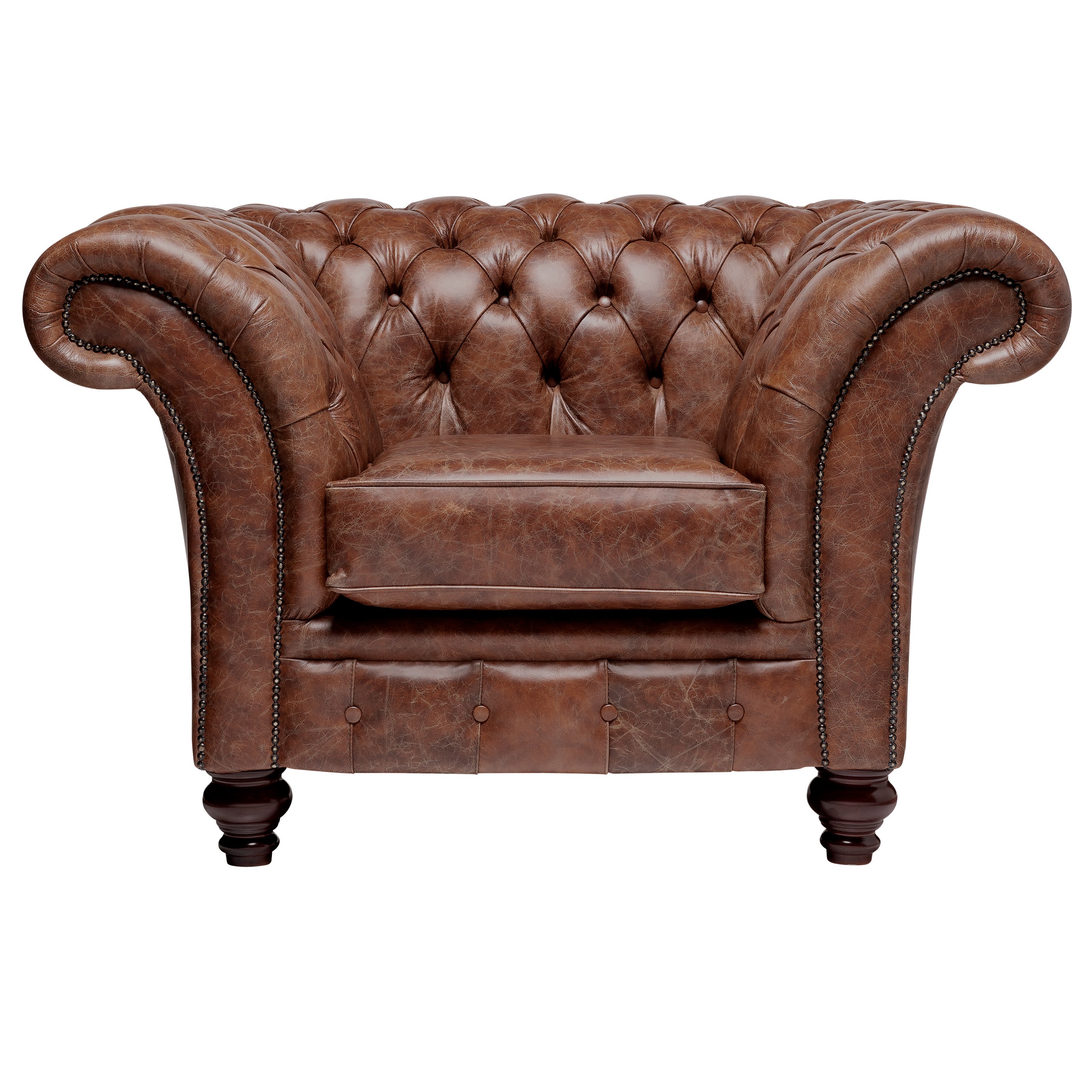 Milano Chesterfield Club Chair Vintage Chestnut Leather