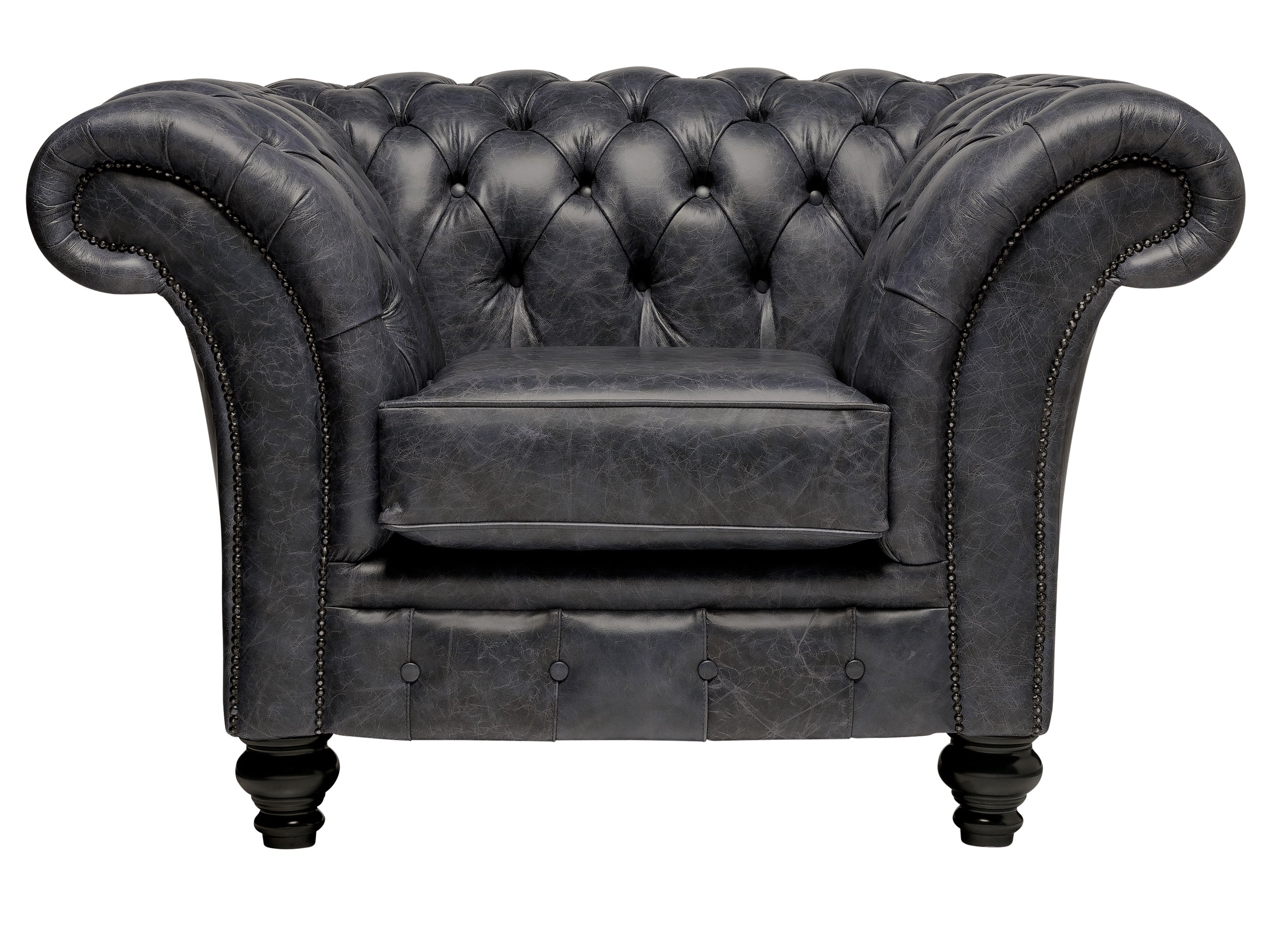Milano Chesterfield Club Chair Vintage Coal Leather