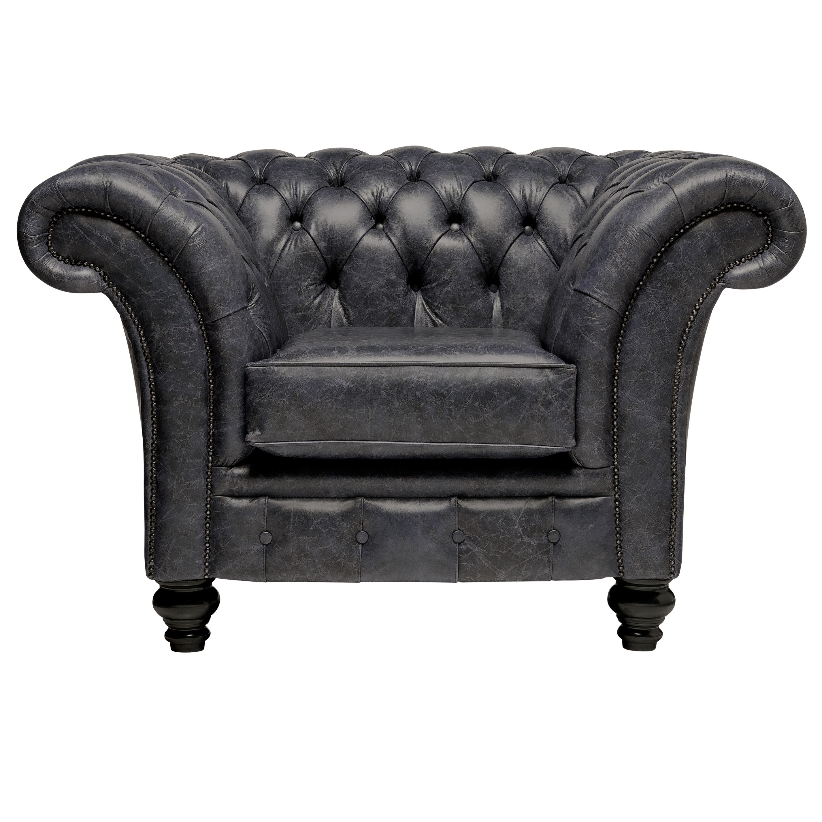 Milano Chesterfield Club Chair Vintage Coal Leather