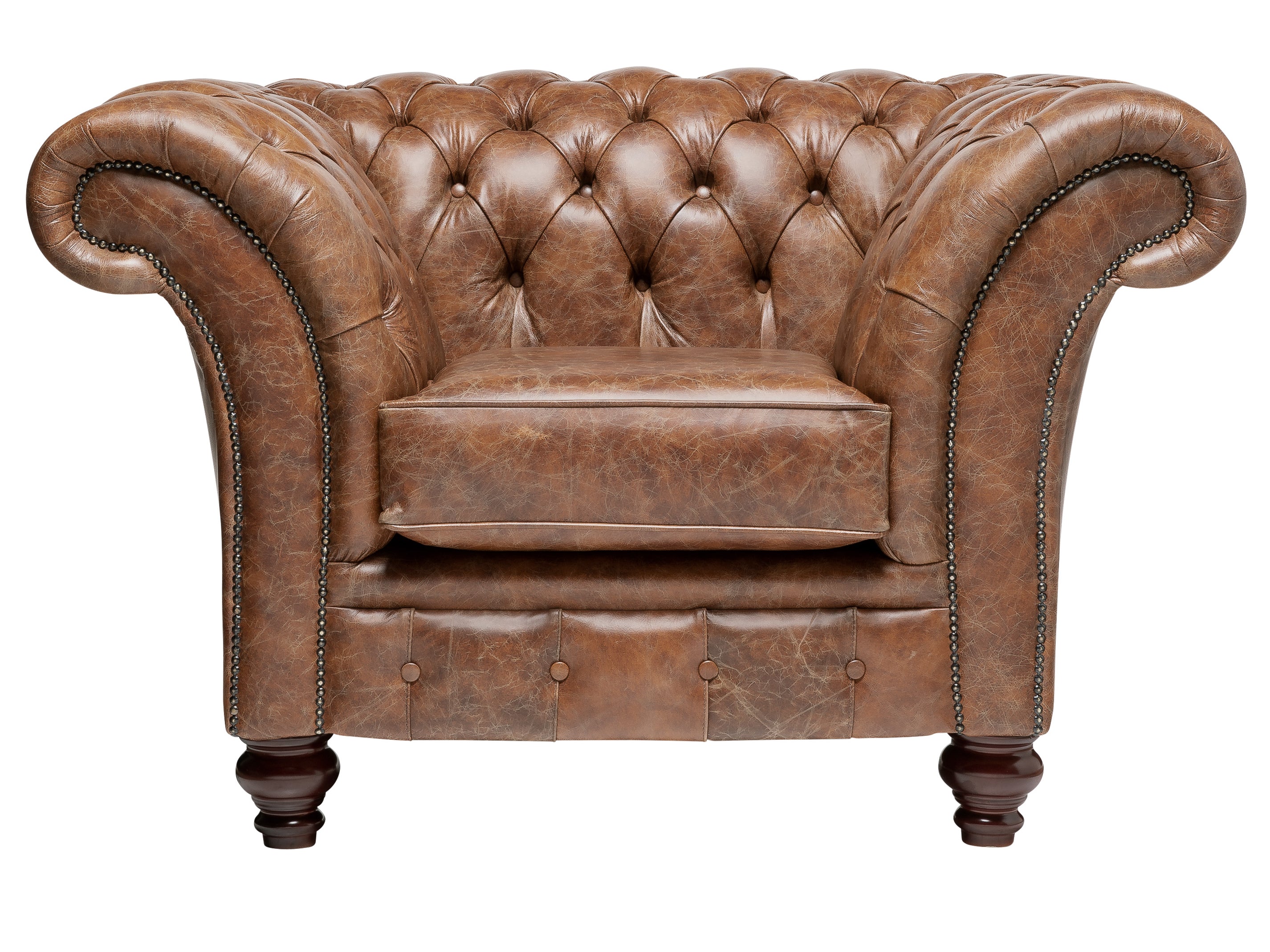 Milano Chesterfield Club Chair Vintage Cognac Leather
