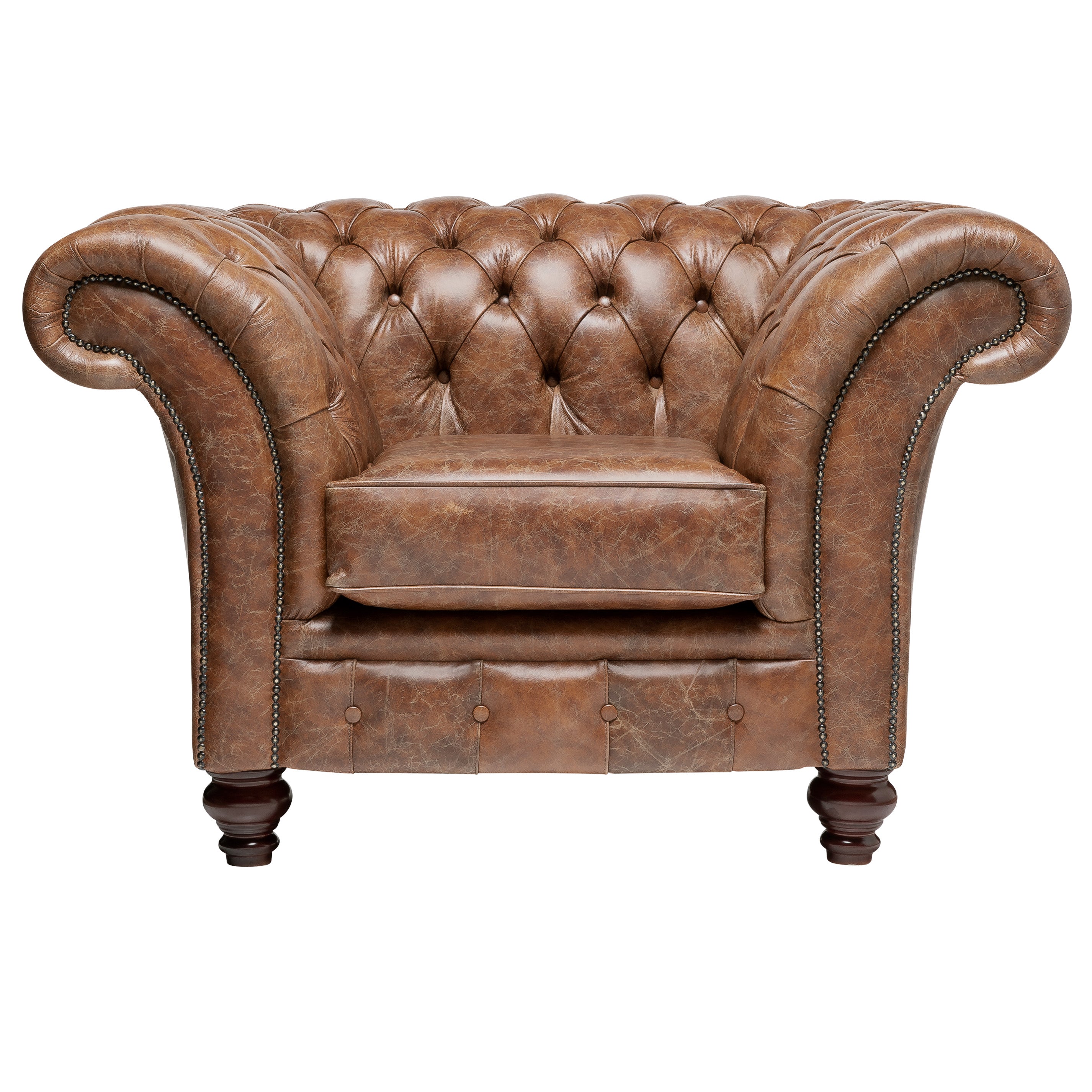 Milano Chesterfield Club Chair Vintage Cognac Leather